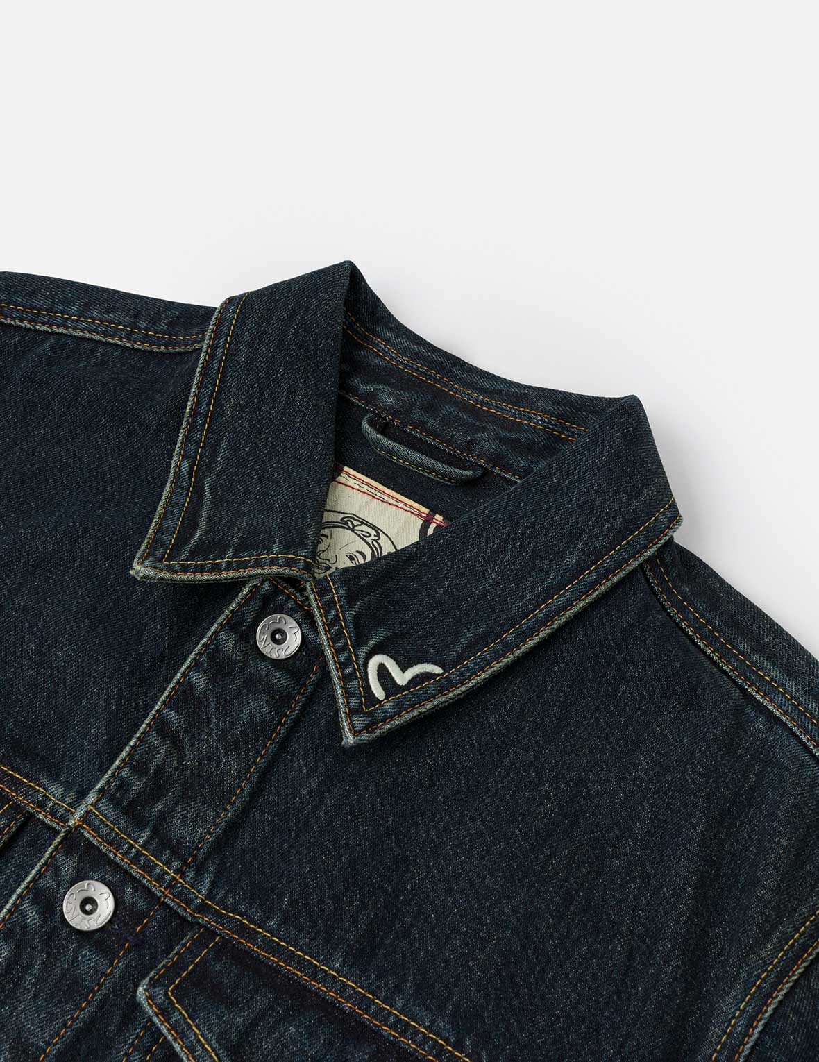 Washed Brushstroke Daicock Print Regular Fit Denim Jacket - Image 8