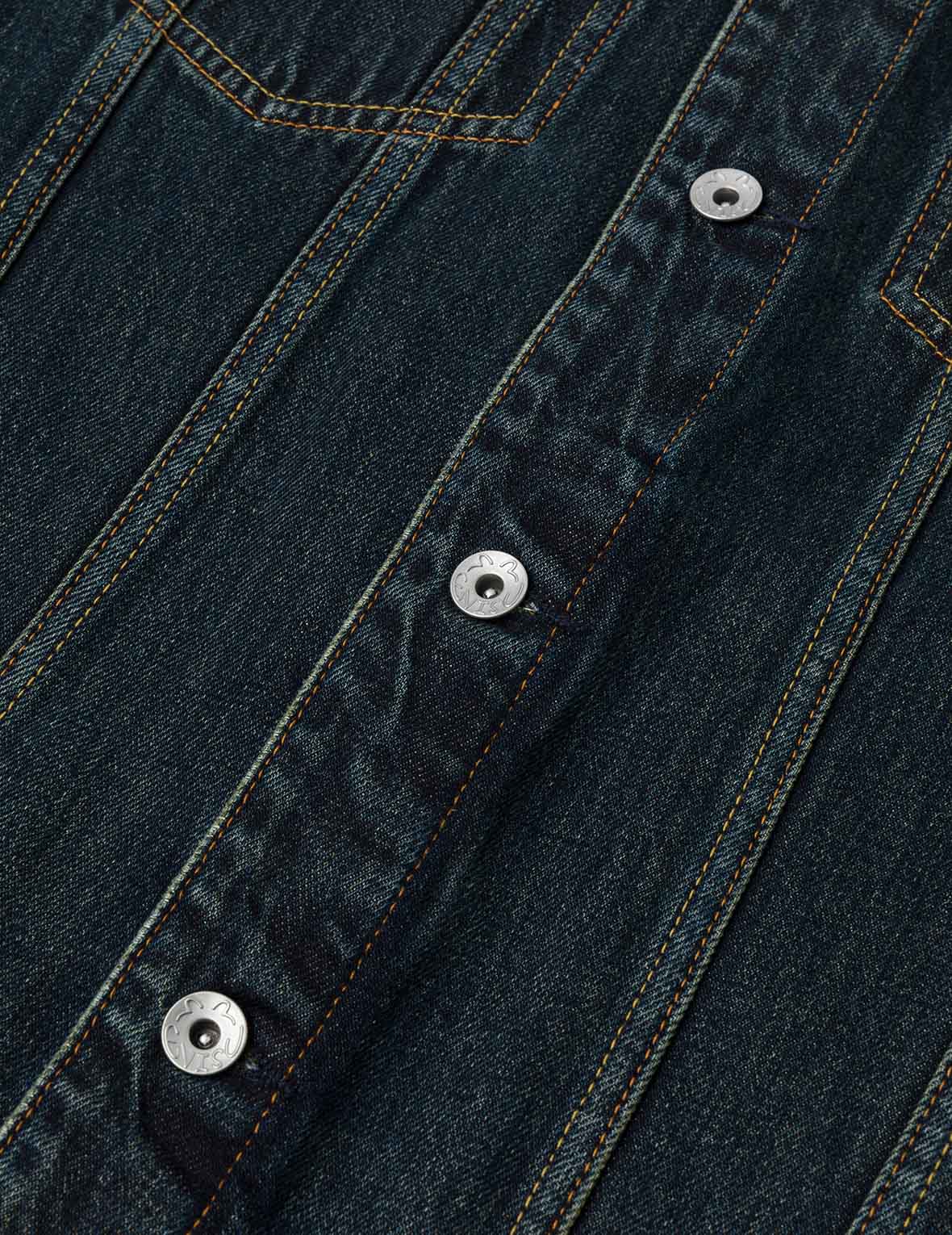 Washed Brushstroke Daicock Print Regular Fit Denim Jacket - Image 9