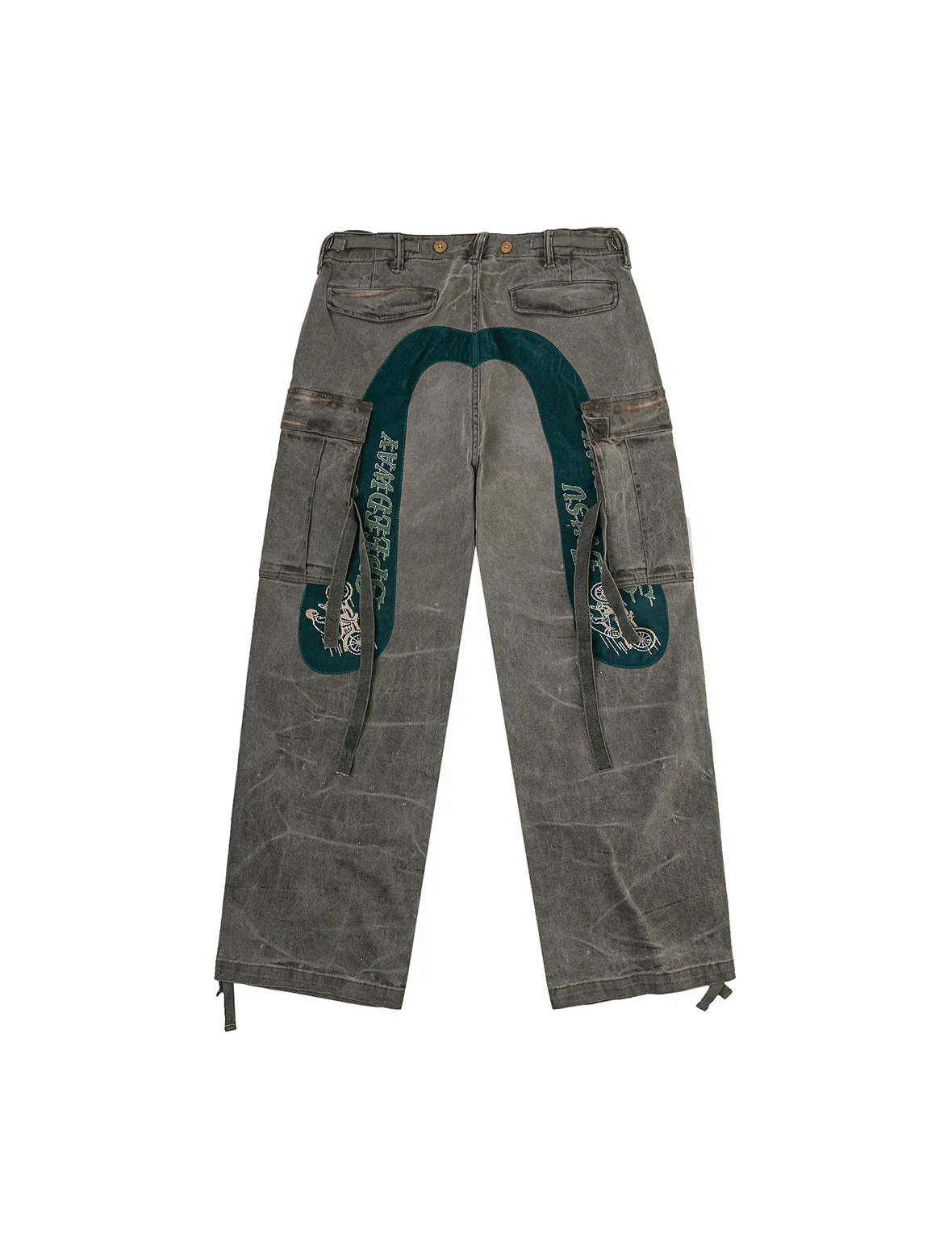 Washed Daicock Embroidery Wide-leg Cargo Jeans - Image 15