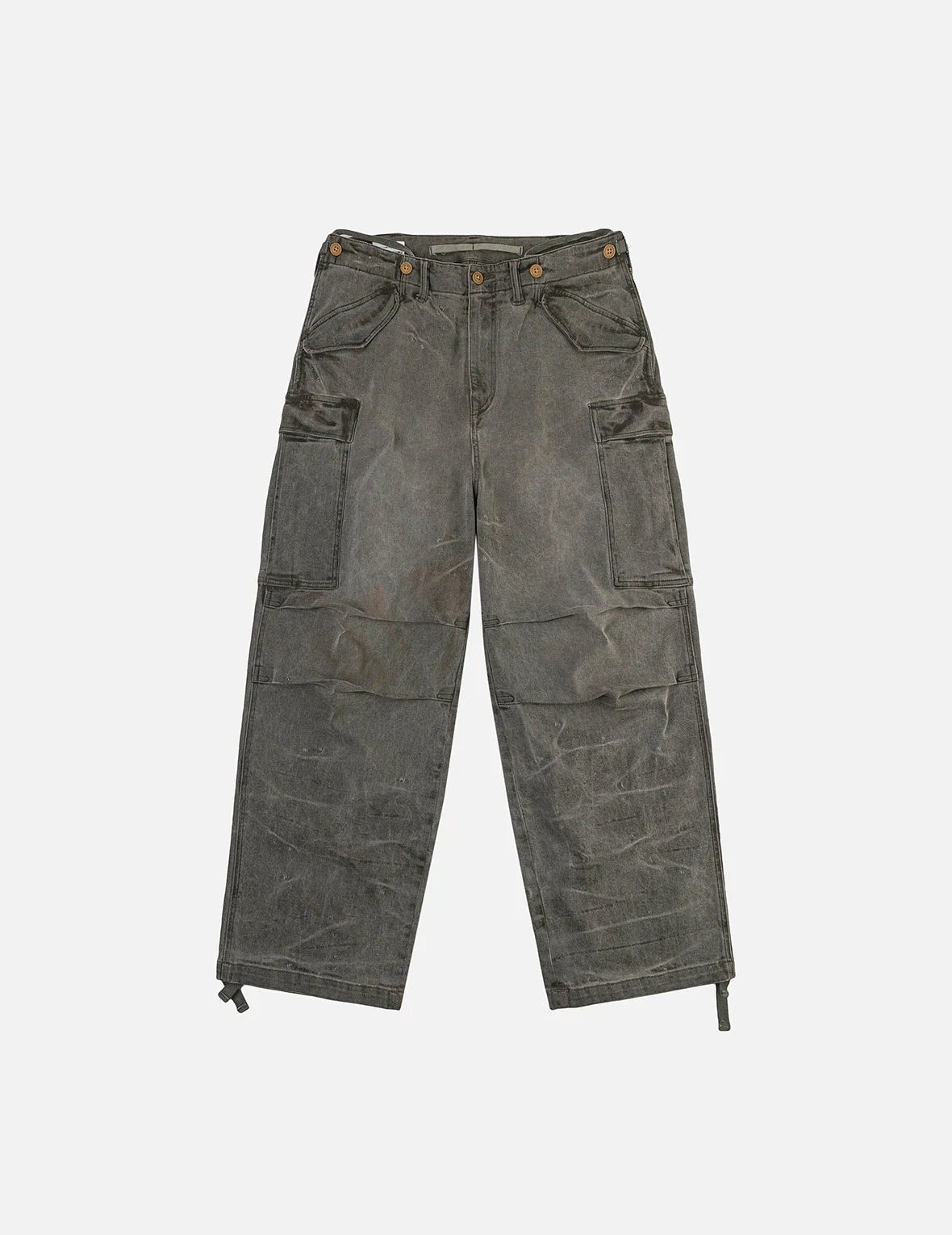 Washed Daicock Embroidery Wide-leg Cargo Jeans - Image 4