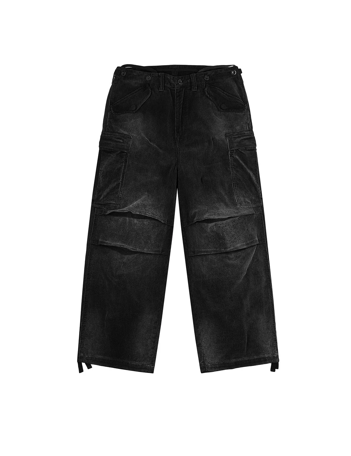 Washed Daicock Embroidery Wide-leg Corduroy Cargo Pants - Image 2