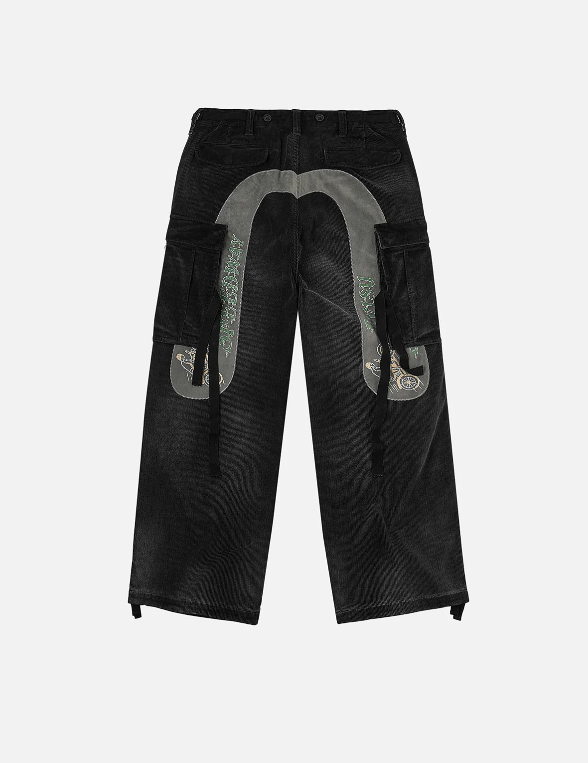 Washed Daicock Embroidery Wide-leg Corduroy Cargo Pants - Image 3