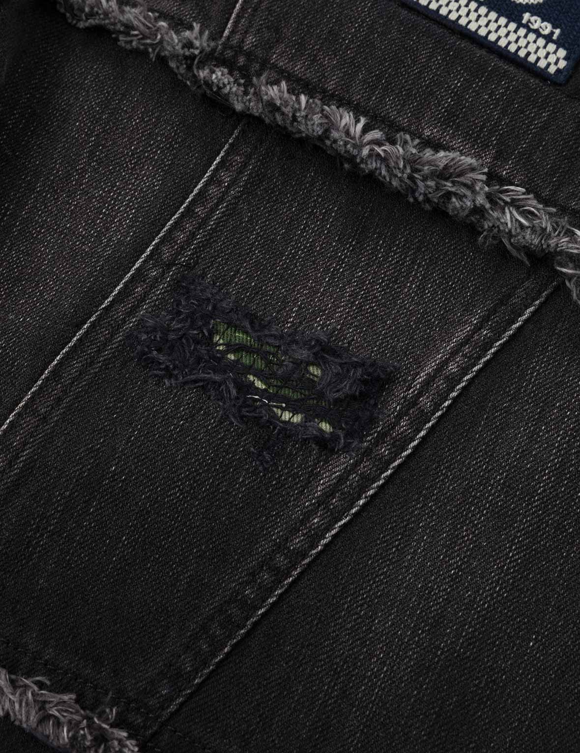 Washed Deconstructed Sashiko Relax Fit Jeans #2030 - Image 11