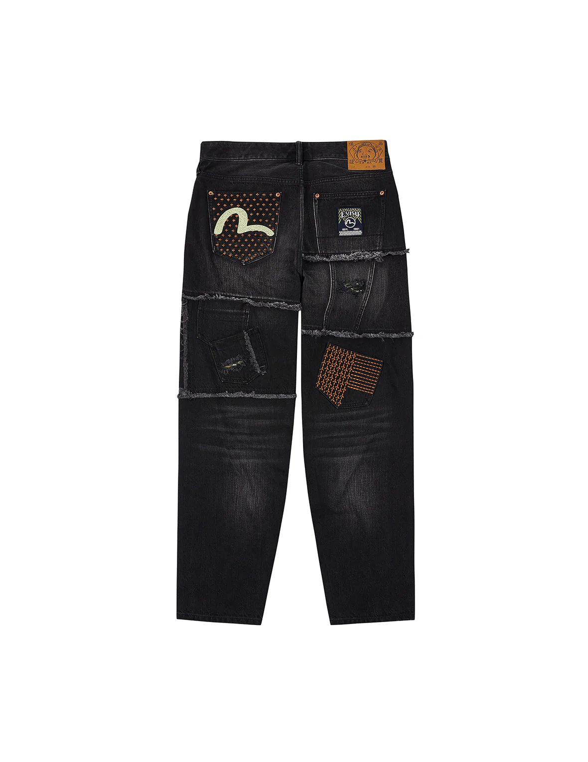 Washed Deconstructed Sashiko Relax Fit Jeans #2030 - Image 16