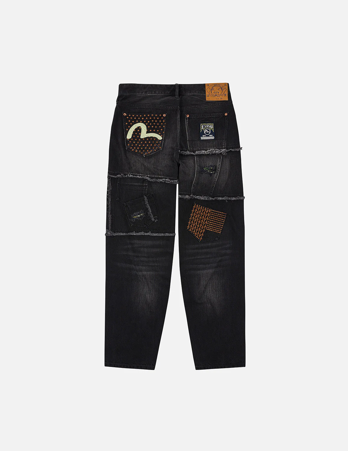 Washed Deconstructed Sashiko Relax Fit Jeans #2030 - Image 3