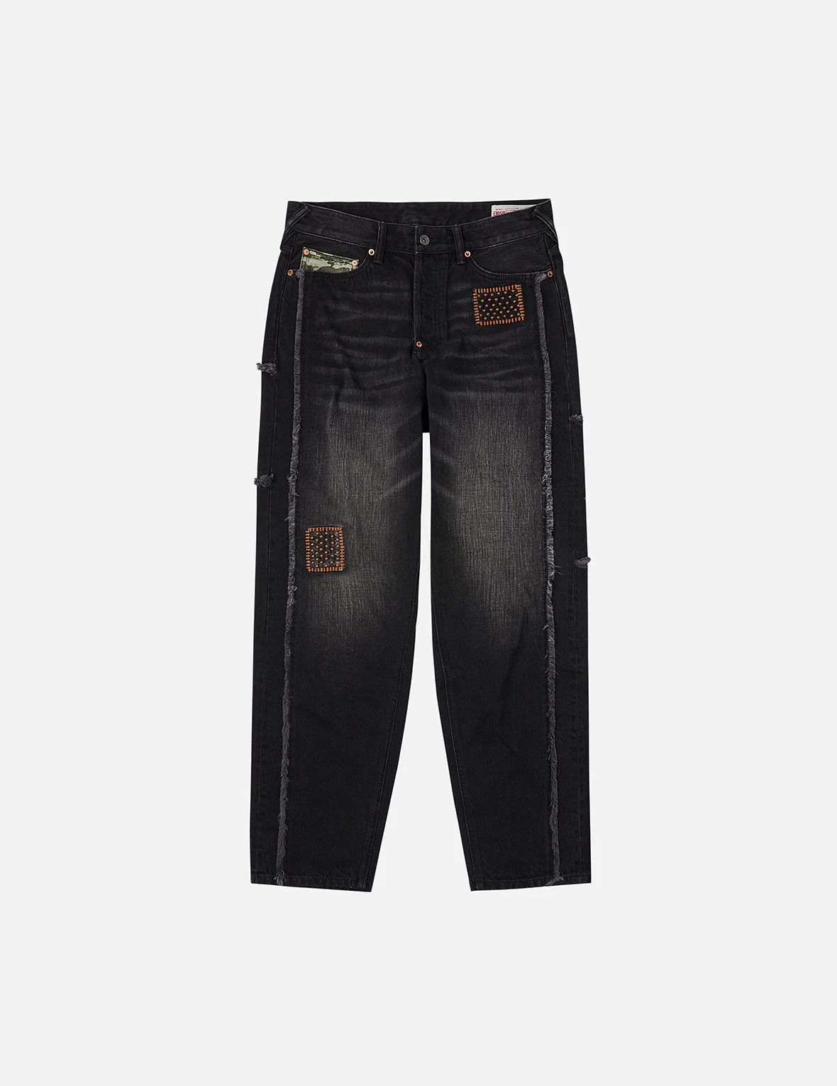 Washed Deconstructed Sashiko Relax Fit Jeans #2030 - Image 4
