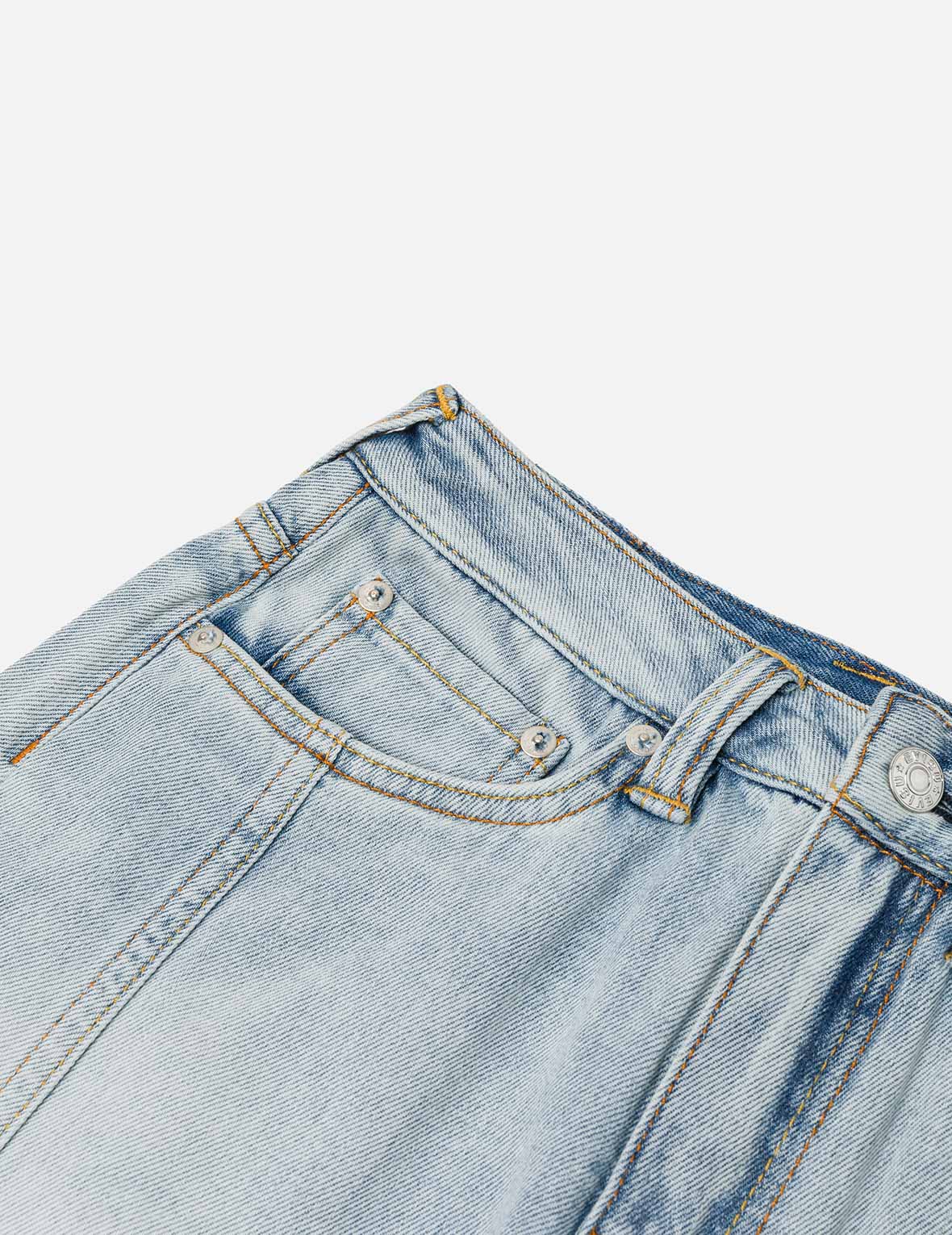 Washed Deconstructed Seagull Fashion Fit Demin Midi Skirt - Image 8