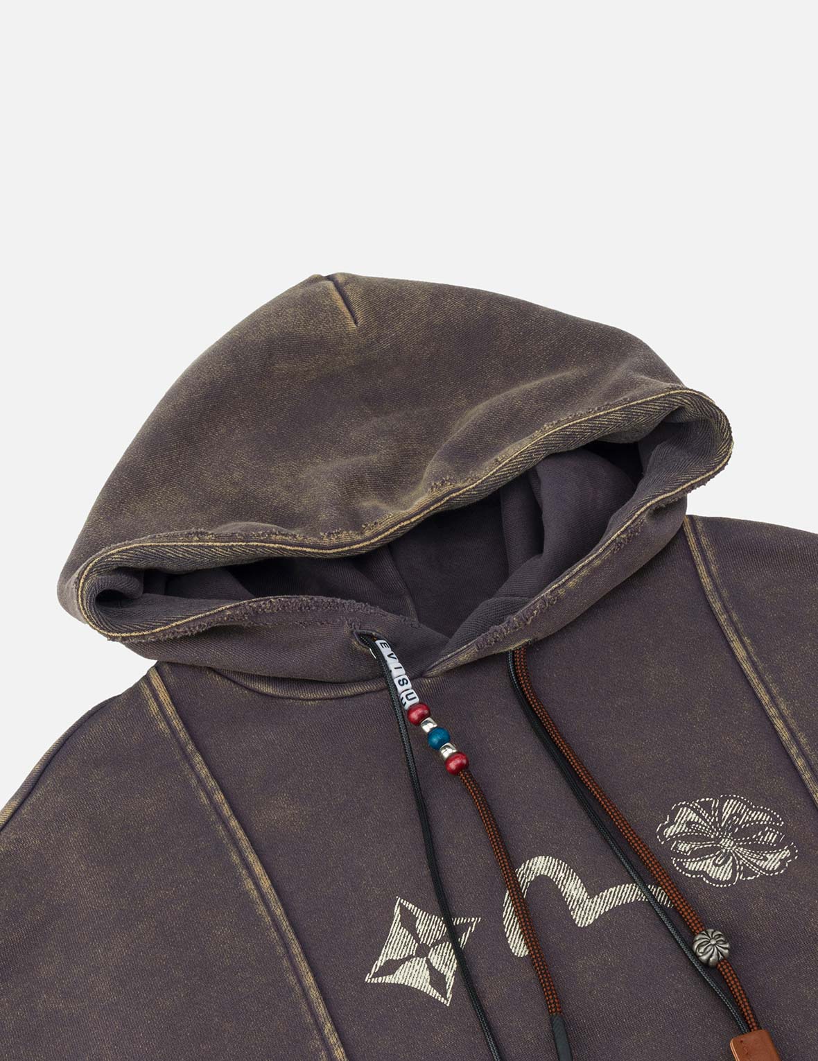 Washed Deconstructed Totem Kamon Embroidery Fashion Fit Hoodie Vest - Image 10
