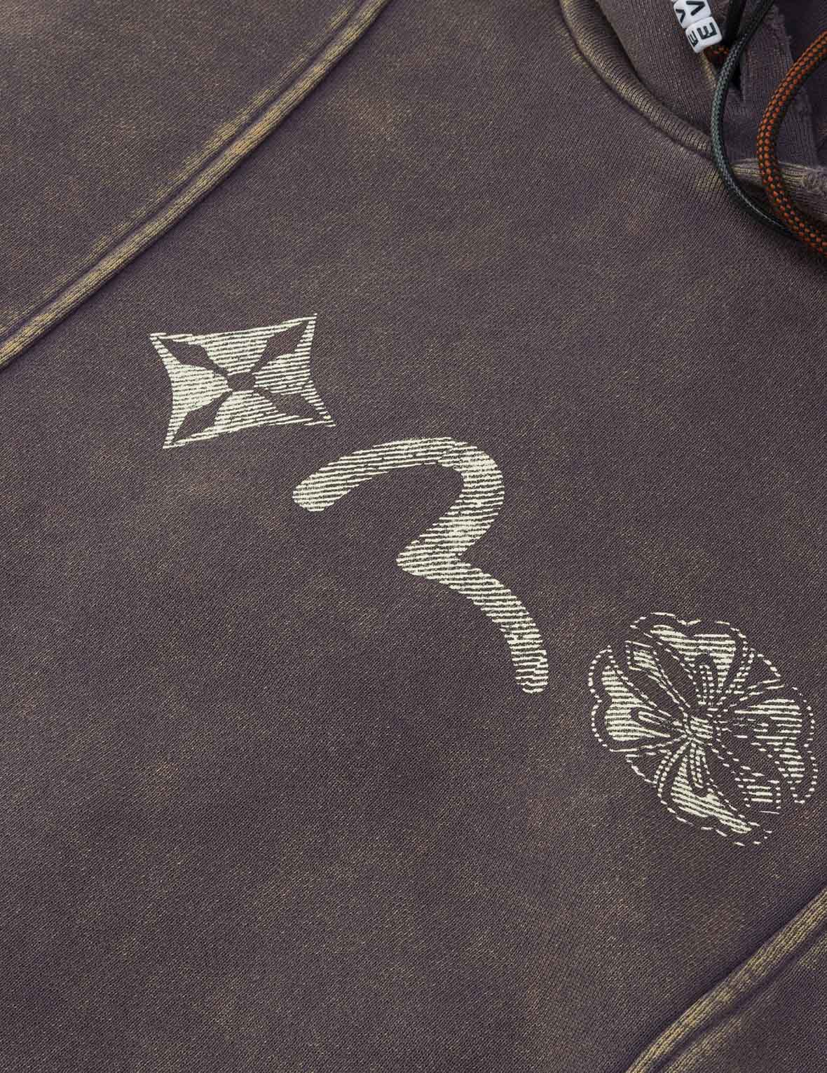 Washed Deconstructed Totem Kamon Embroidery Fashion Fit Hoodie Vest - Image 7