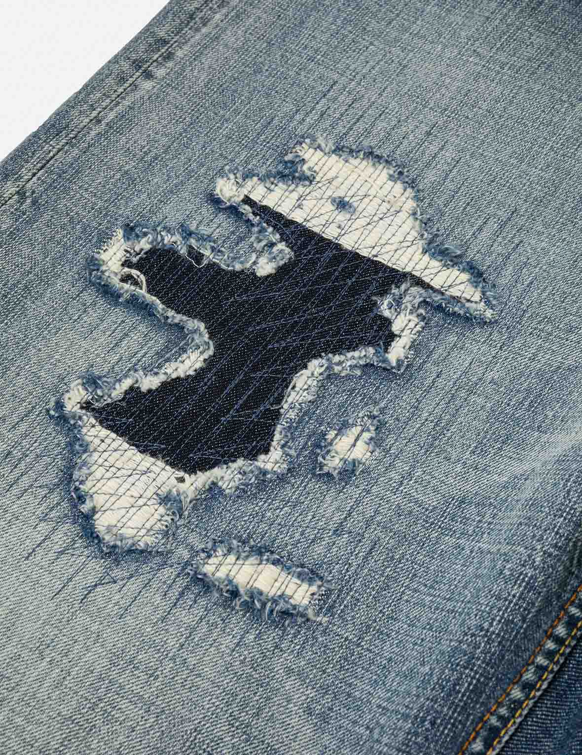Washed Distressed Daicock Relax Fit Jeans #2030 - Image 7