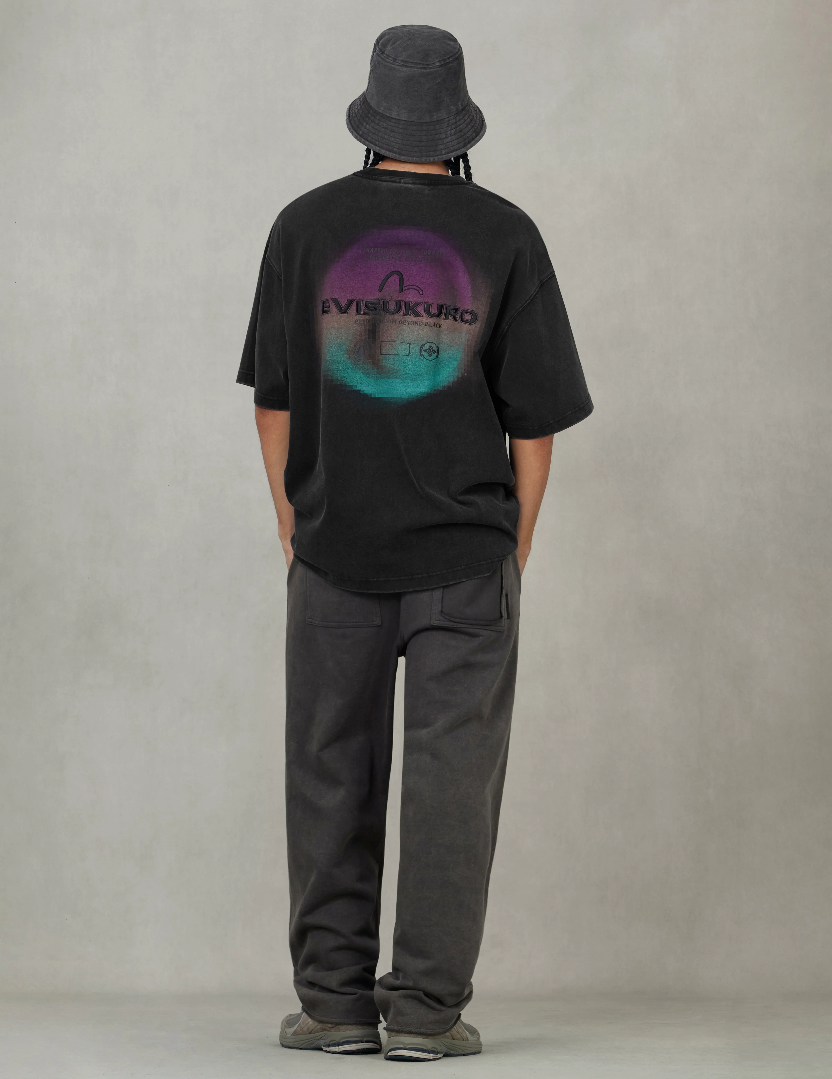 Washed Distressed Pocket and Gradient Print Loose Fit T-shirt - Image 12