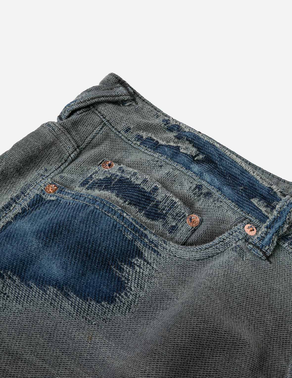 Washed Distressed Seagull Print 3D Cut Jeans - Image 10