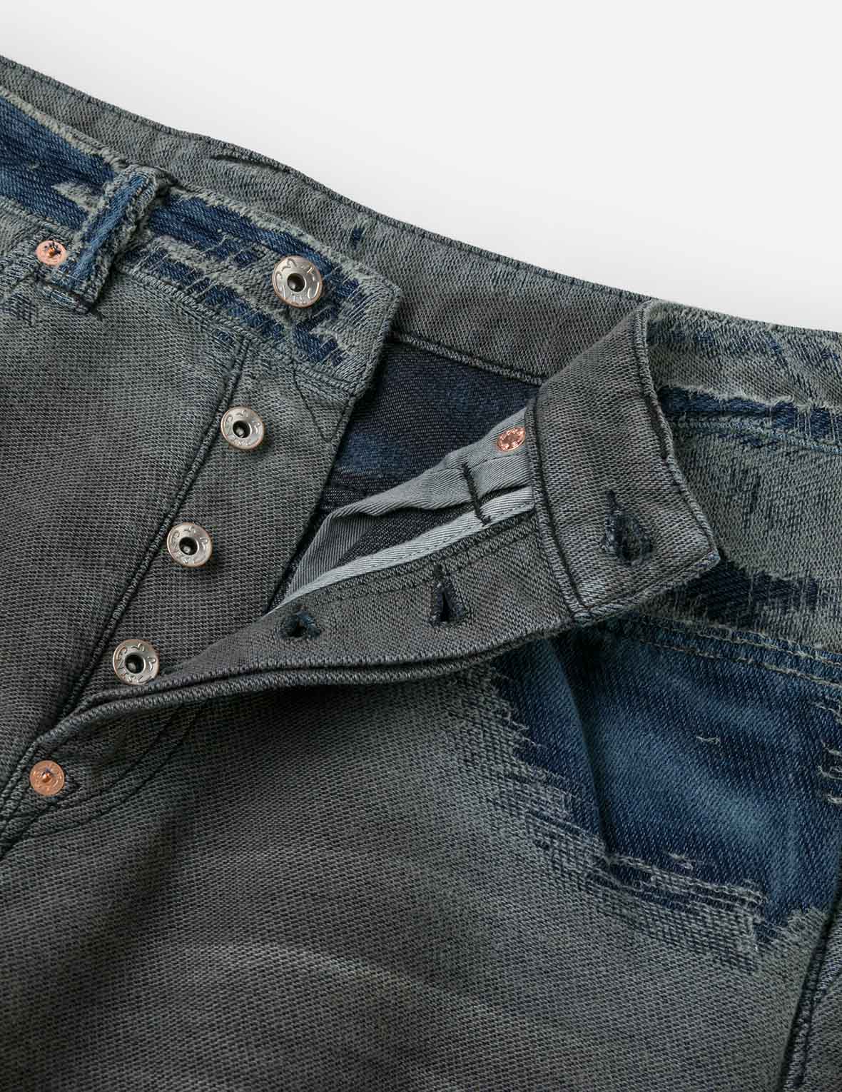 Washed Distressed Seagull Print 3D Cut Jeans - Image 11
