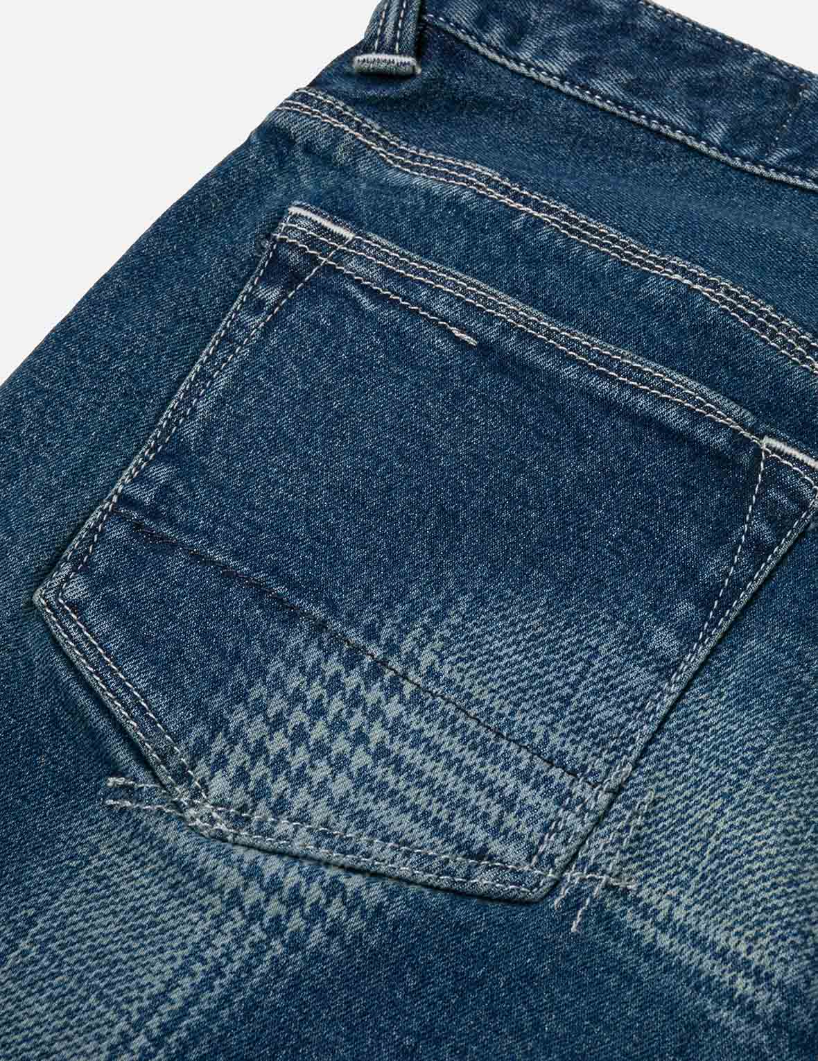 Washed Handbrush Houndstooth Daicock Print Slim Fit Jeans #2010 - Image 10