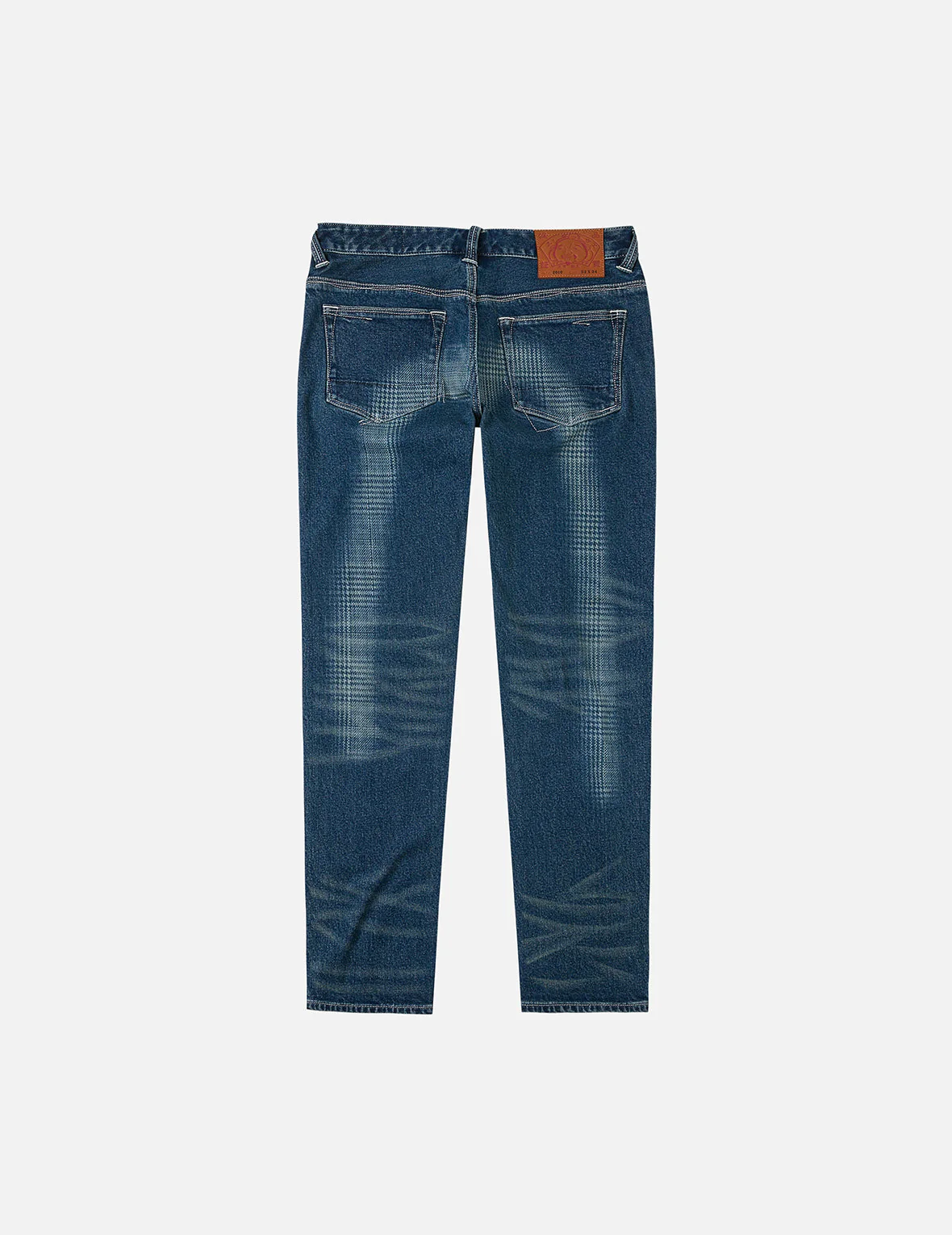Washed Handbrush Houndstooth Daicock Print Slim Fit Jeans #2010 - Image 3