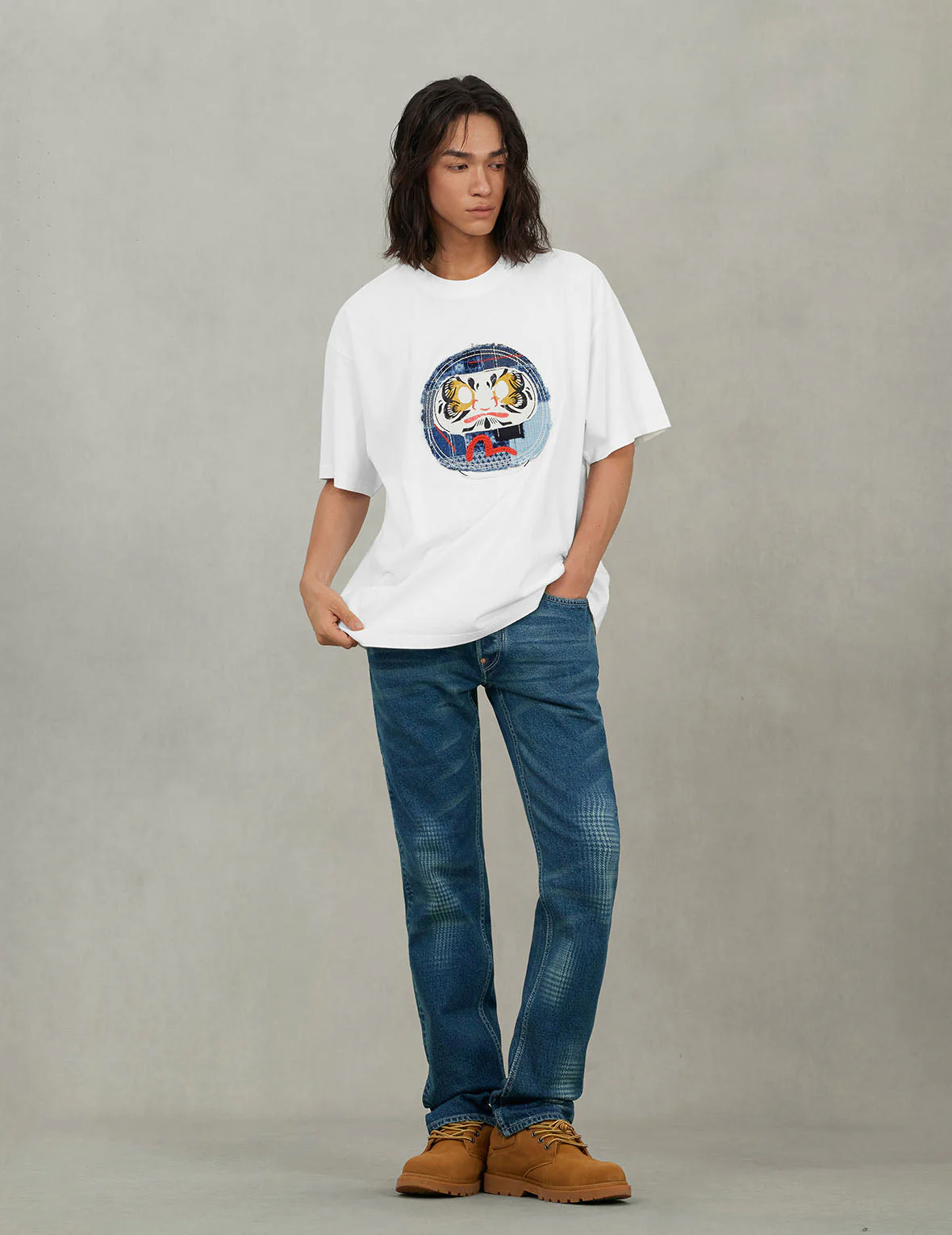Washed Handbrush Houndstooth Daicock Print Slim Fit Jeans #2010 - Image 5