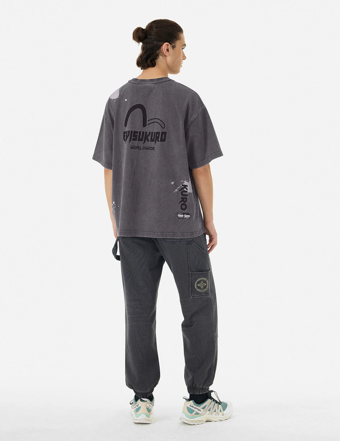 Washed Logo Embroidery and Print Loose Fit T-shirt - Image 3