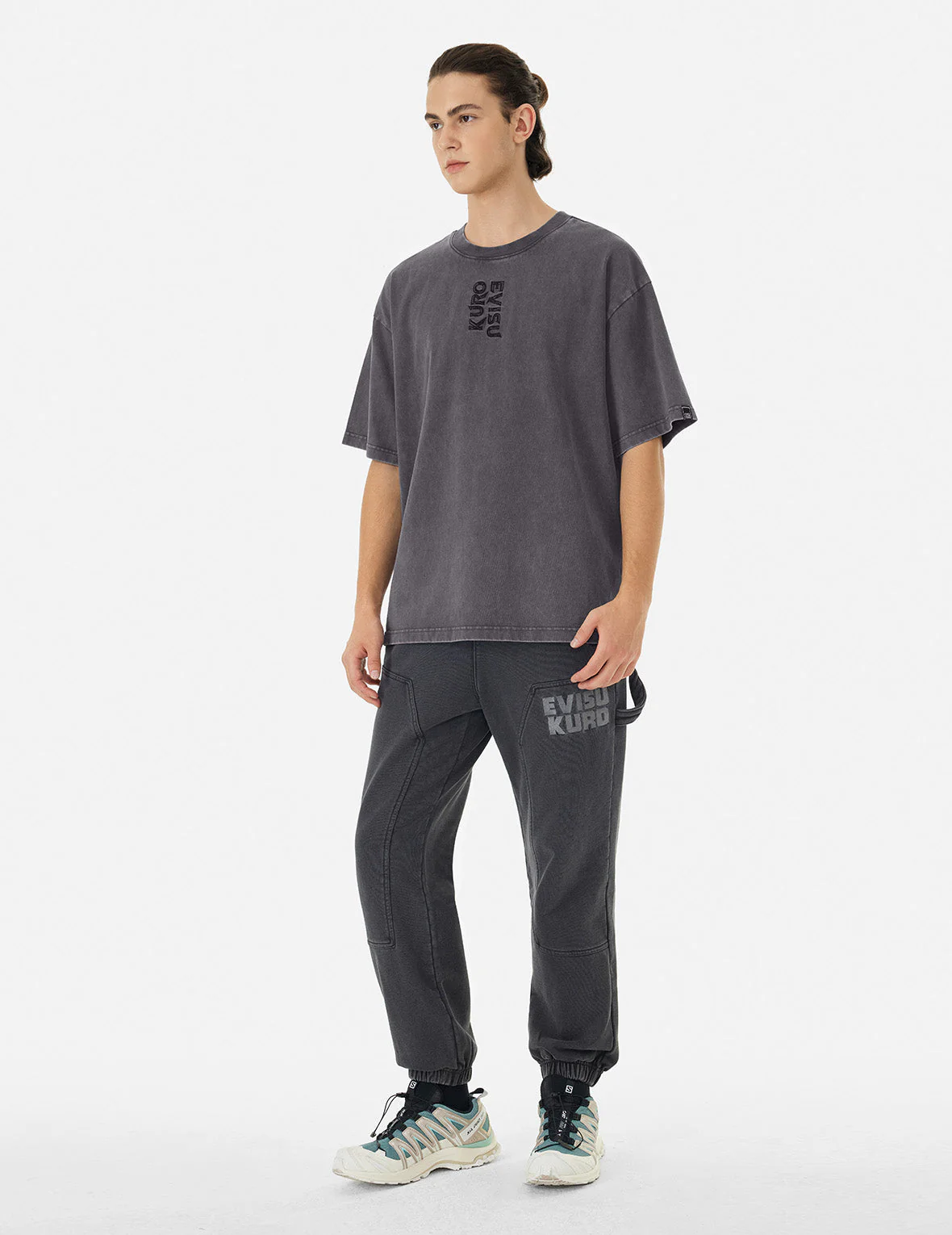 Washed Logo Embroidery and Print Loose Fit T-shirt - Image 4