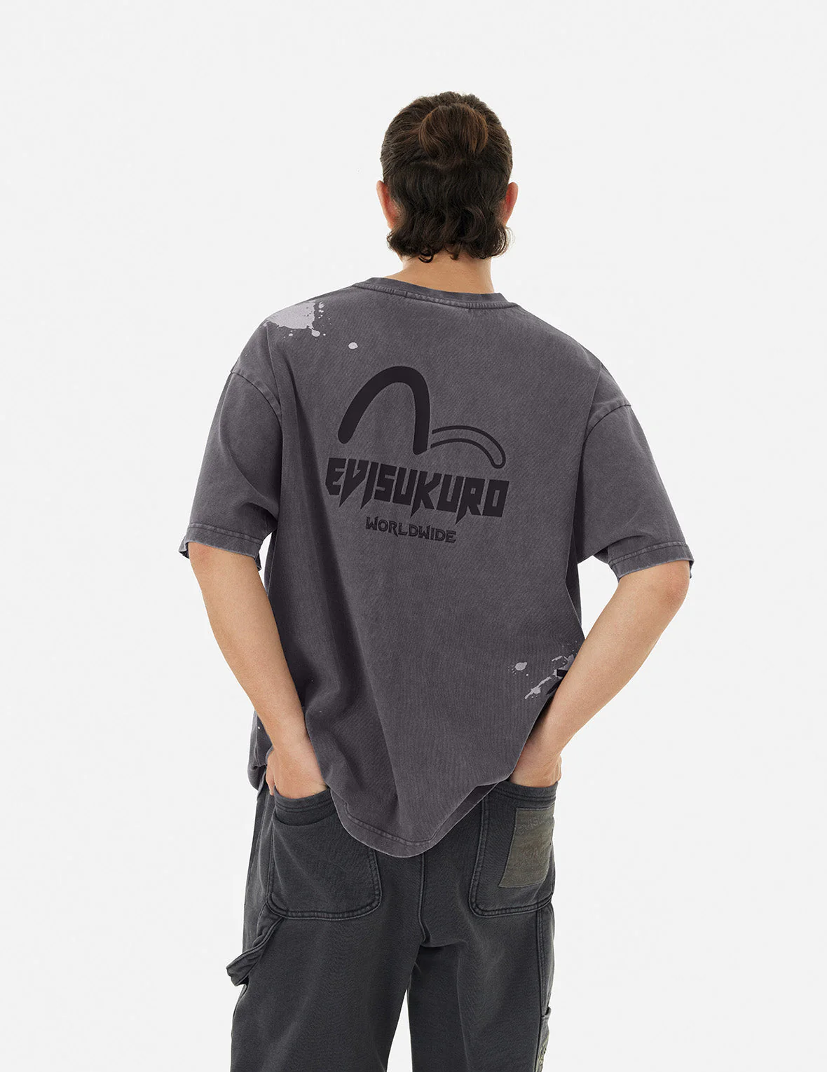 Washed Logo Embroidery and Print Loose Fit T-shirt - Image 5