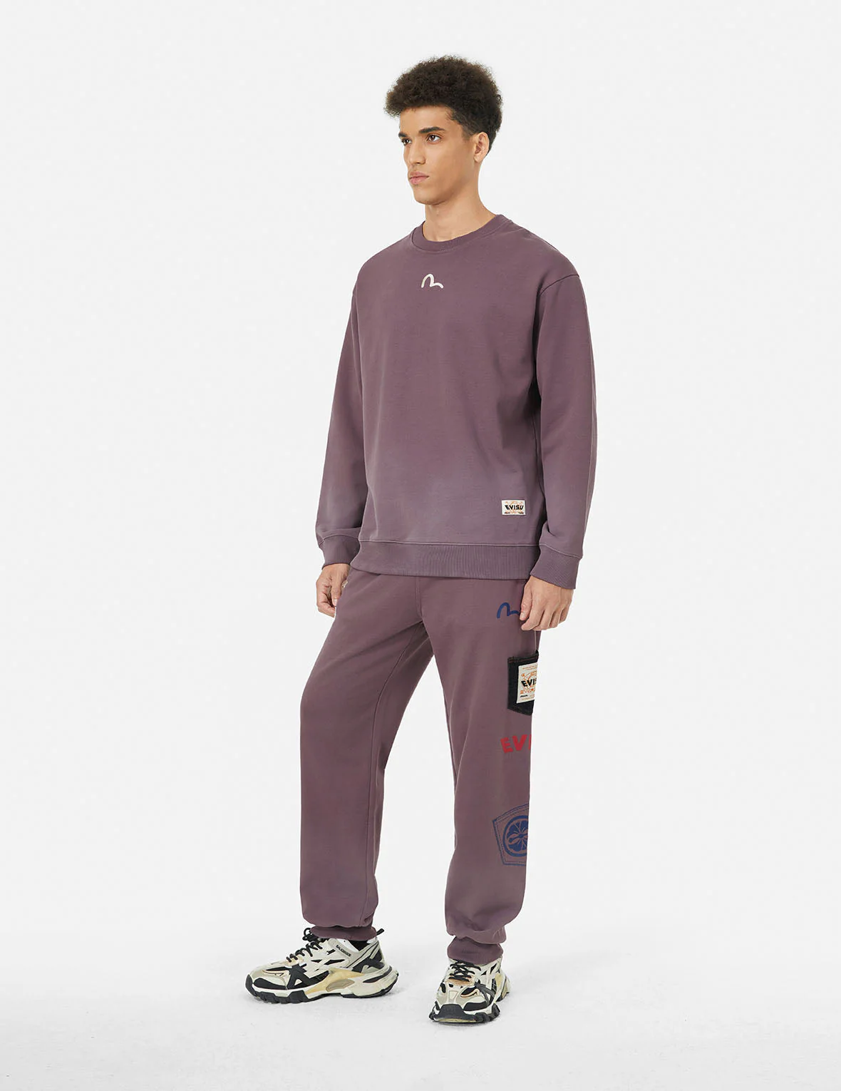Washed Multi-pocket and Logos Print Straight Fit Sweatpants - Image 8