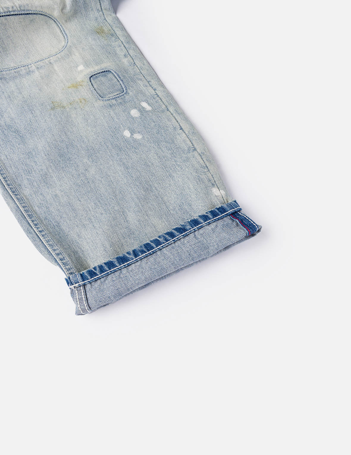 Washed Patchwork and Seagull Print Loose Fit Denim Jeans - Image 12