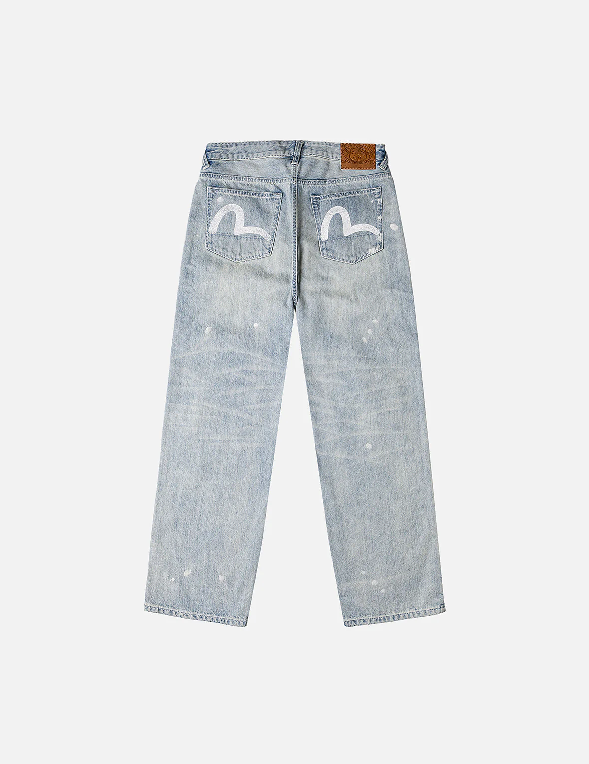 Washed Patchwork and Seagull Print Loose Fit Denim Jeans - Image 3