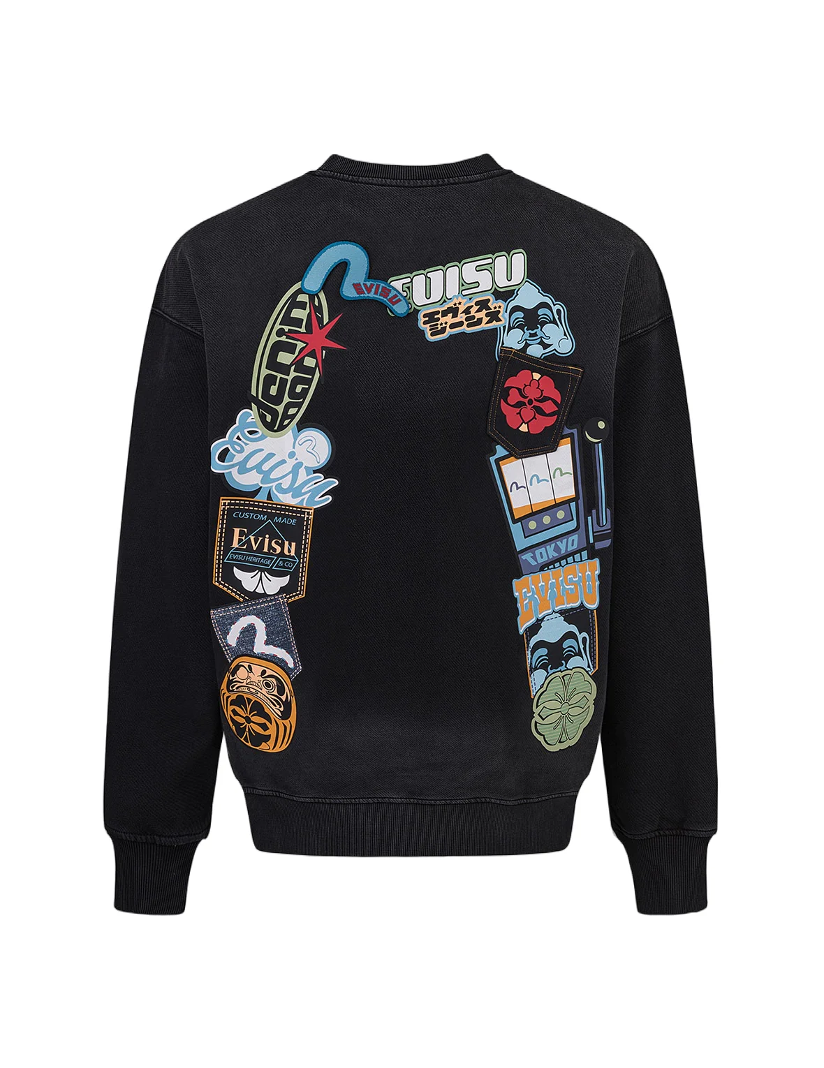 Washed Seagull and Logo Badge Daicock Print Loose Fit Sweatshirt - Image 10