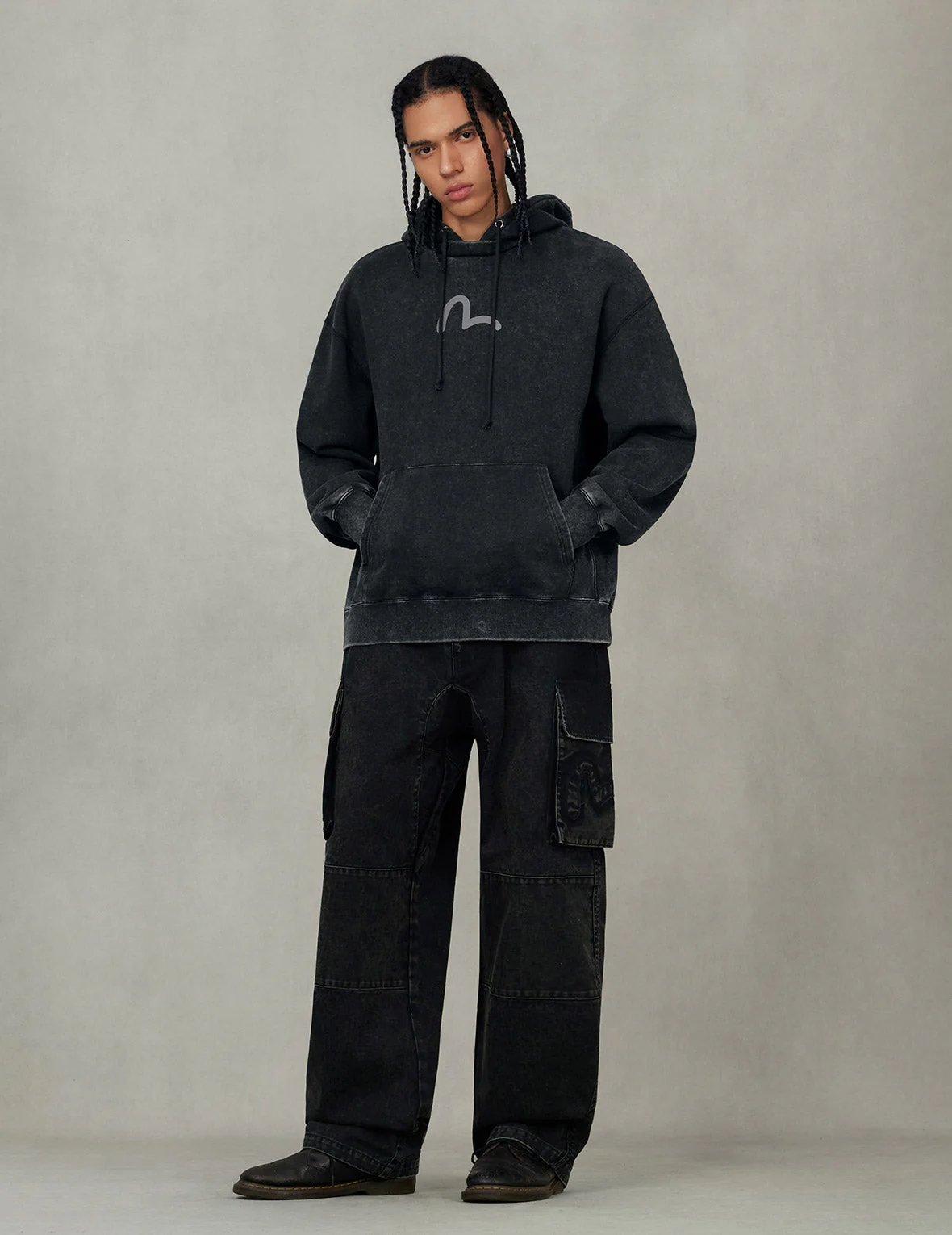 Washed Seagull and Logo Print Relax Fit Hoodie - Image 10