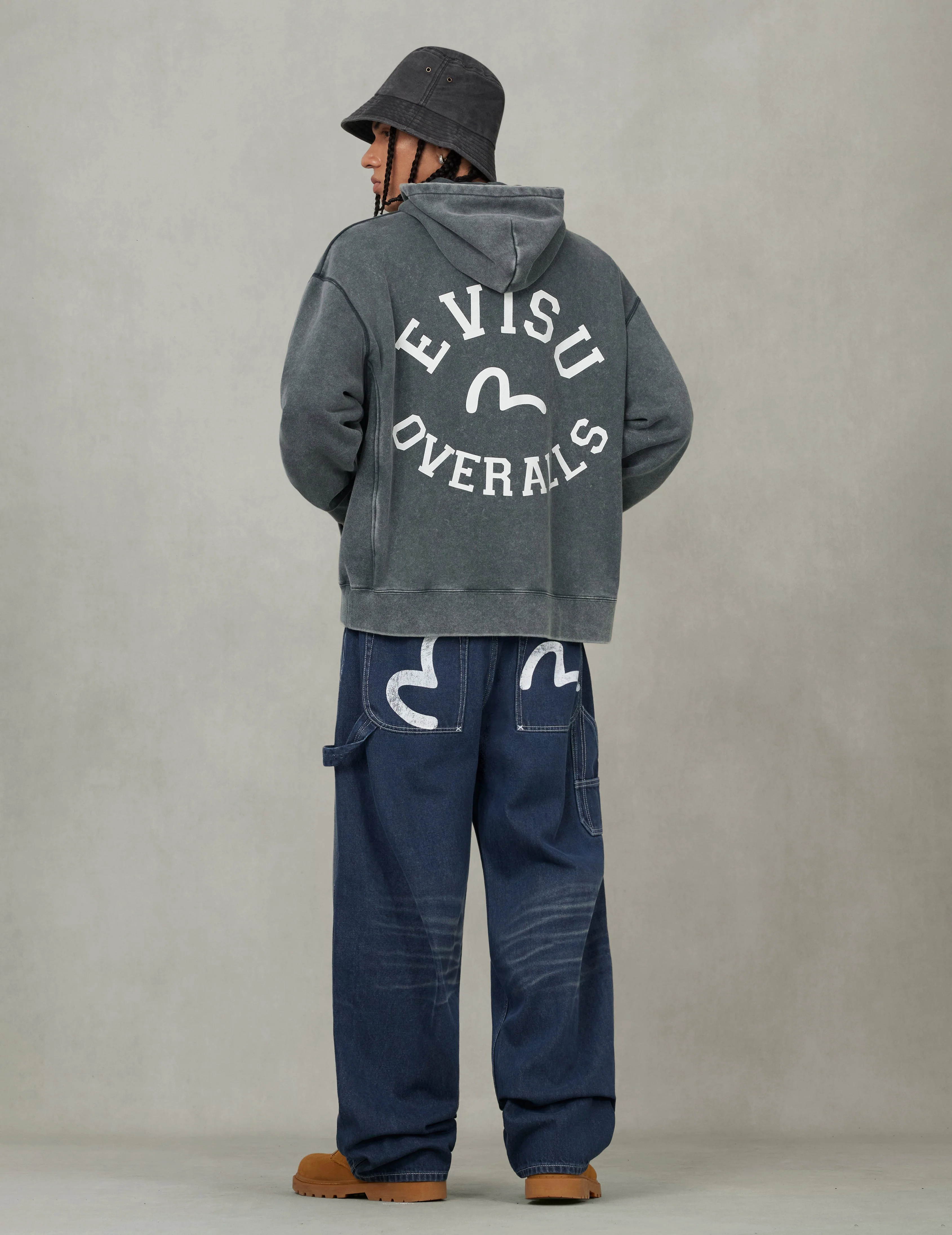 Washed Seagull and Logo Print Relax Fit Hoodie - Image 11