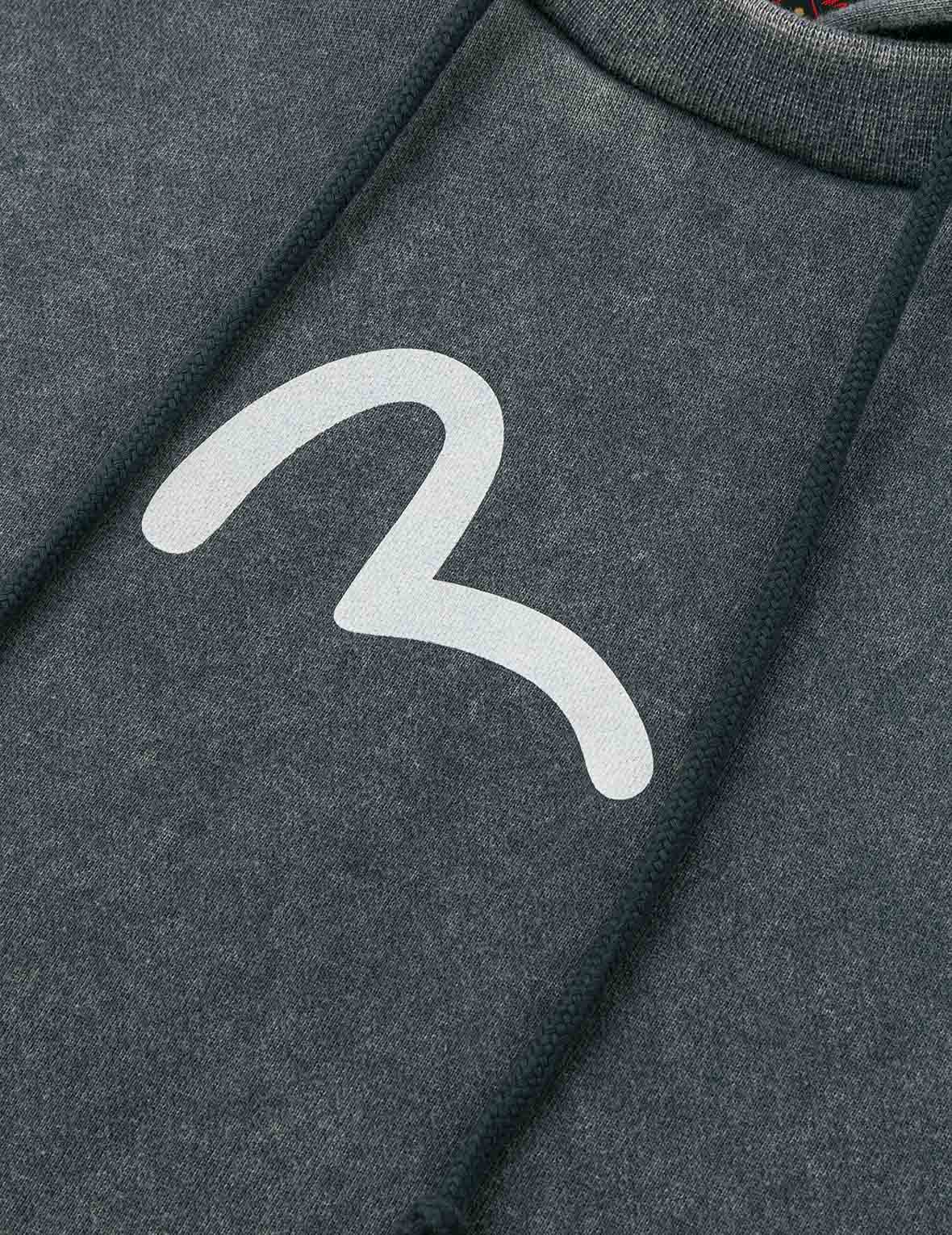 Washed Seagull and Logo Print Relax Fit Hoodie - Image 15