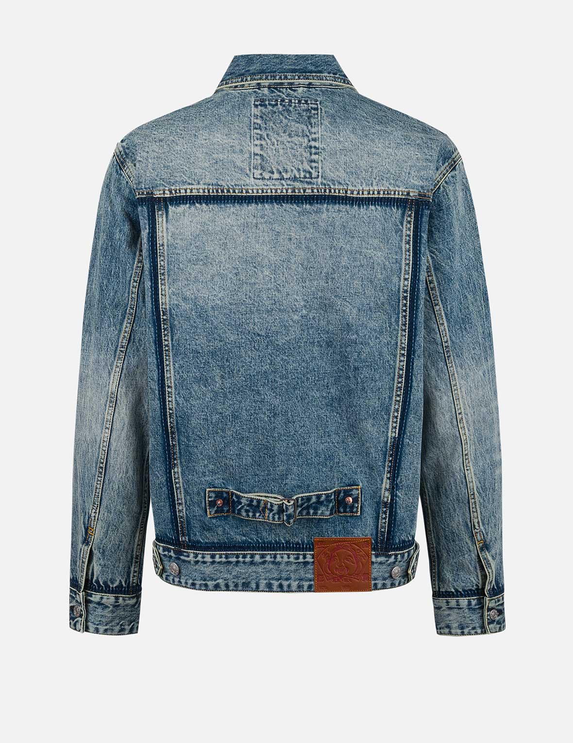 Washed Seagull Appliqué Embroidery Relax Fit Denim Jacket - Image 2