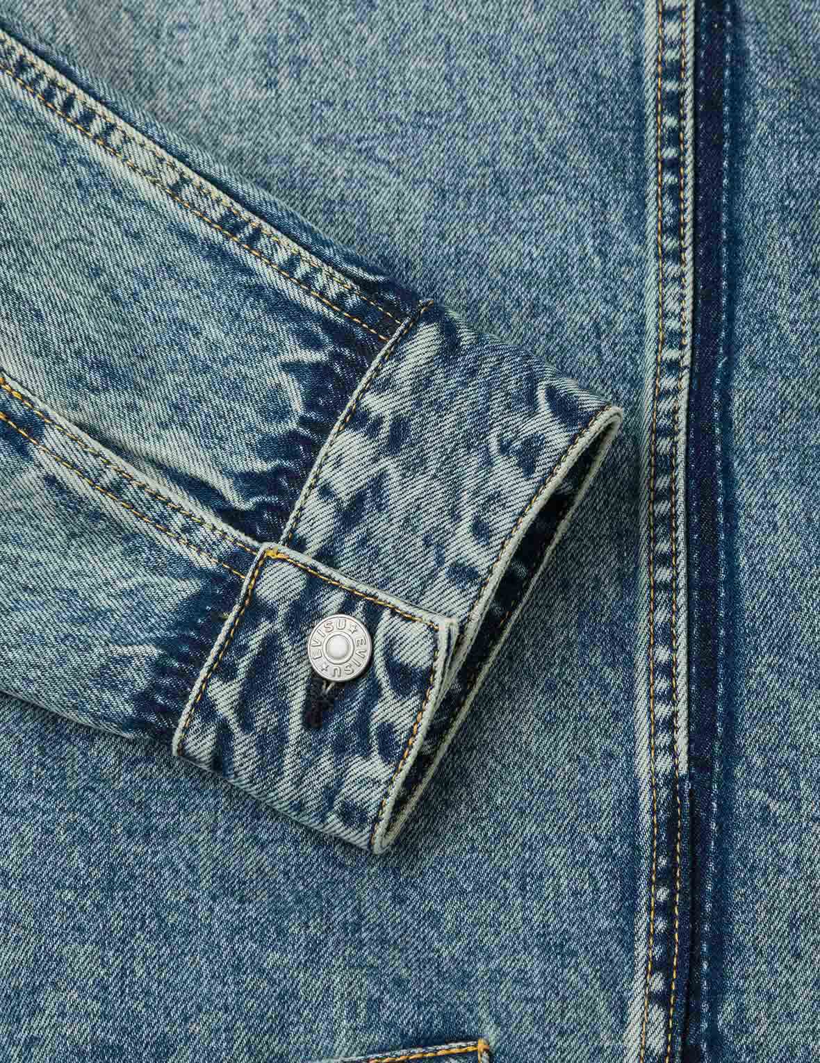 Washed Seagull Appliqué Embroidery Relax Fit Denim Jacket - Image 8