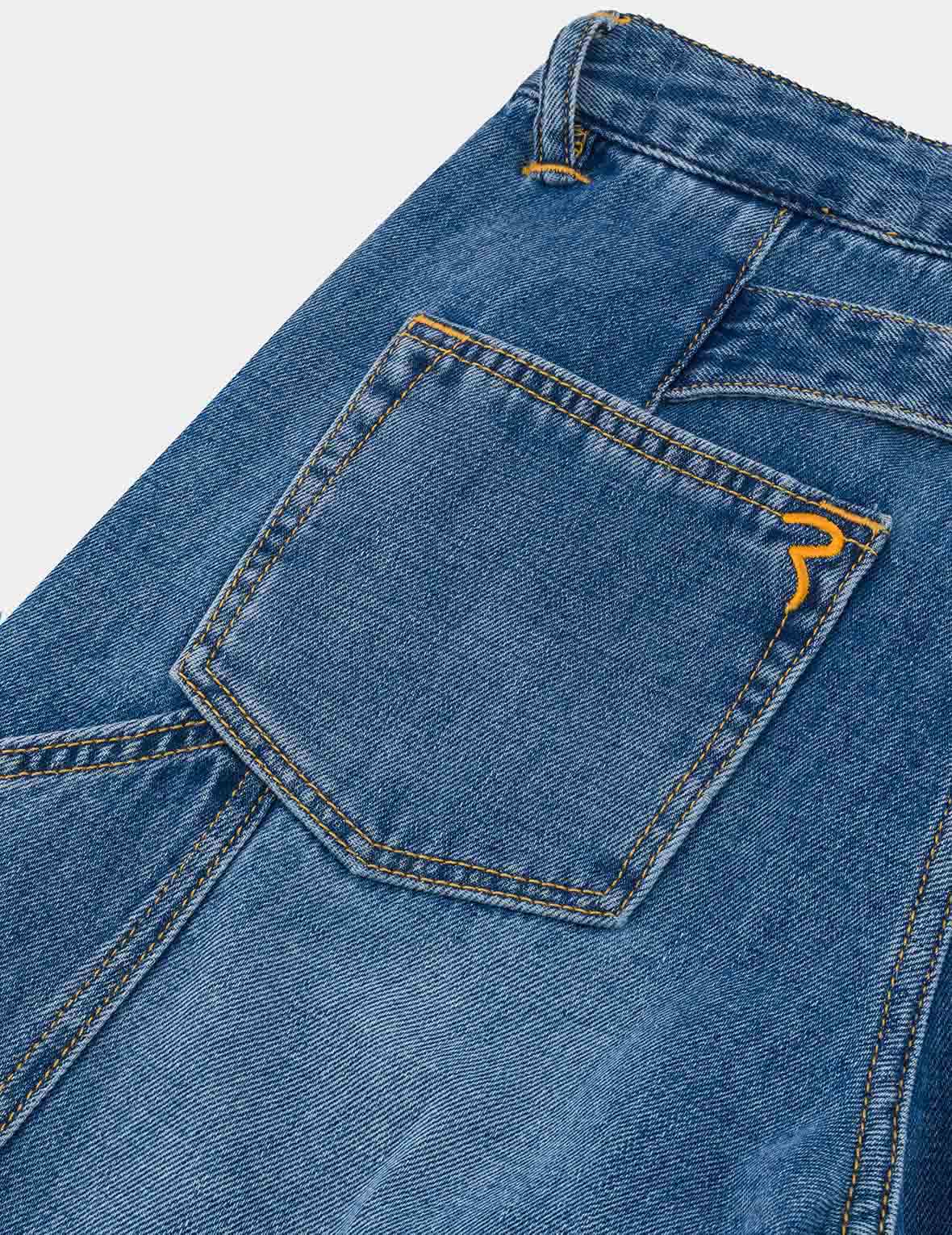 Washed Seagull Embroidery Fashion Fit Work Jeans - Image 11