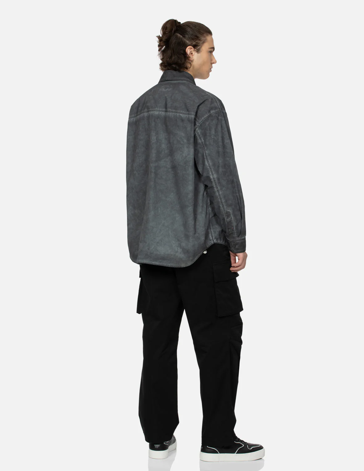 Washed Seagull Embroidery Loose Fit Shirt - Image 13