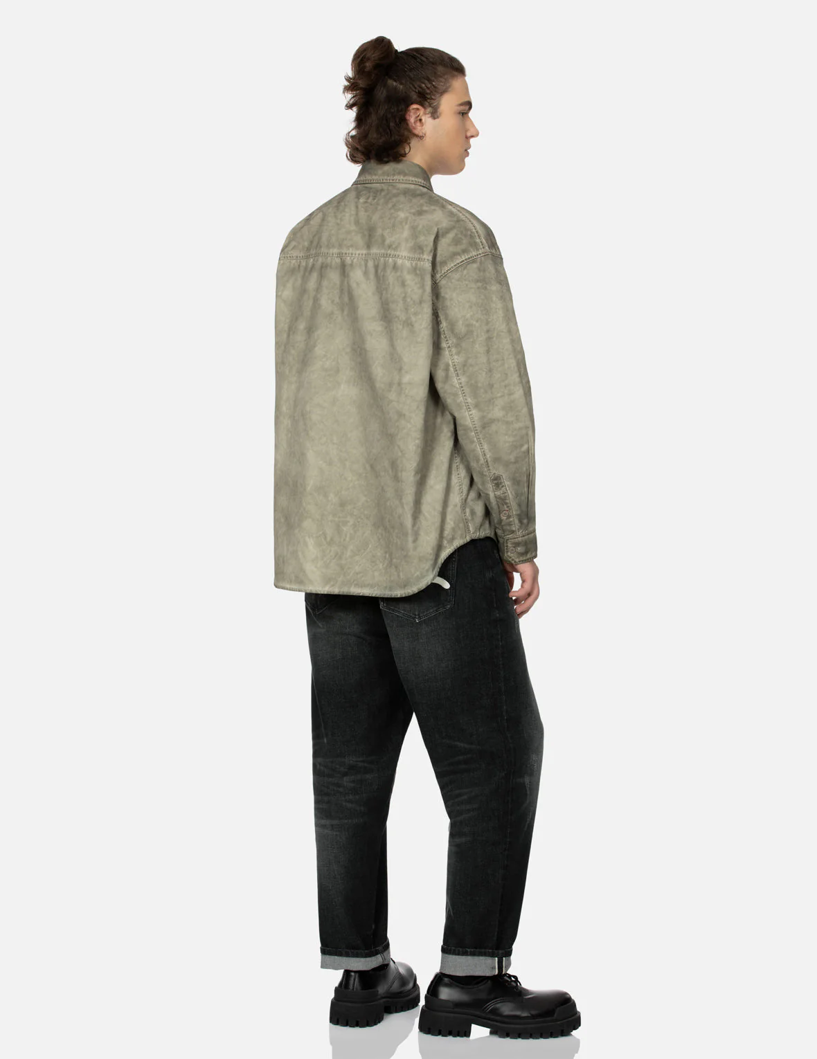 Washed Seagull Embroidery Loose Fit Shirt - Image 4