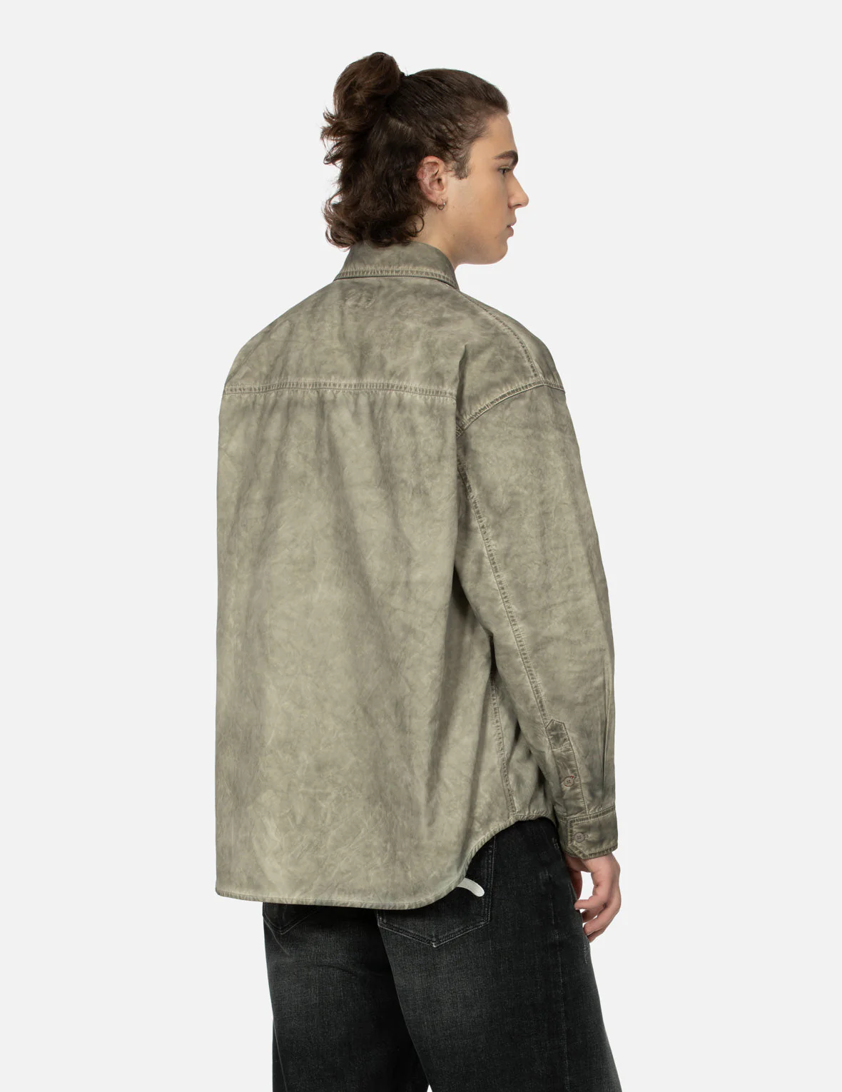 Washed Seagull Embroidery Loose Fit Shirt - Image 6