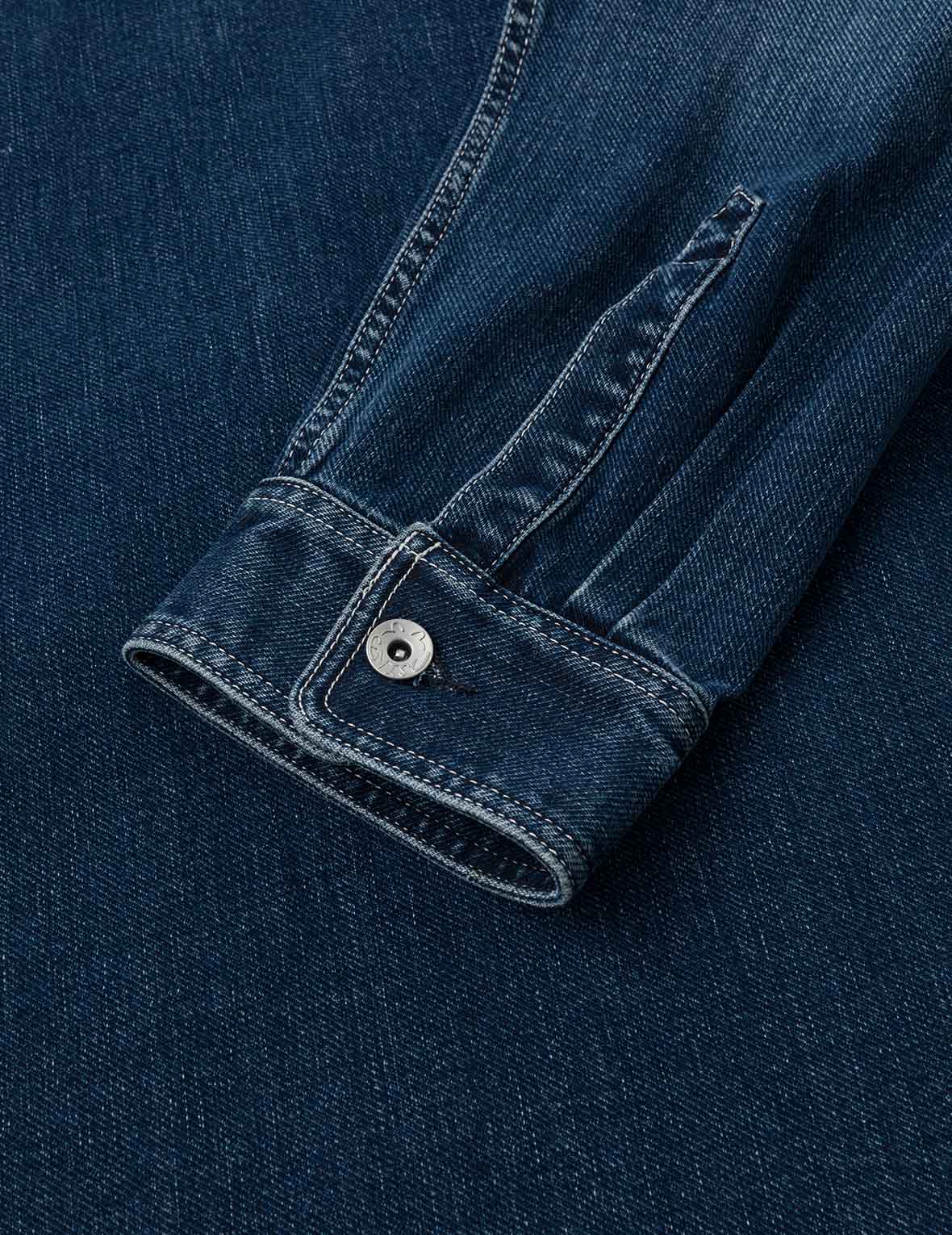 Washed Seagull Embroidery Regular Fit Denim Shirt - Image 10