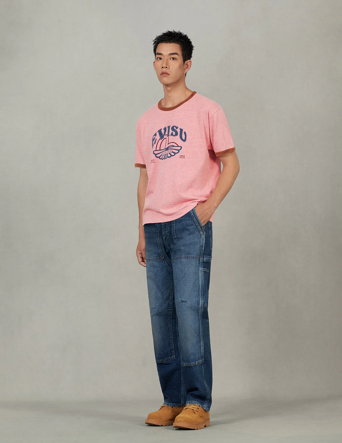 Washed Seagull Print Regular Fit Painter Jeans - Image 35