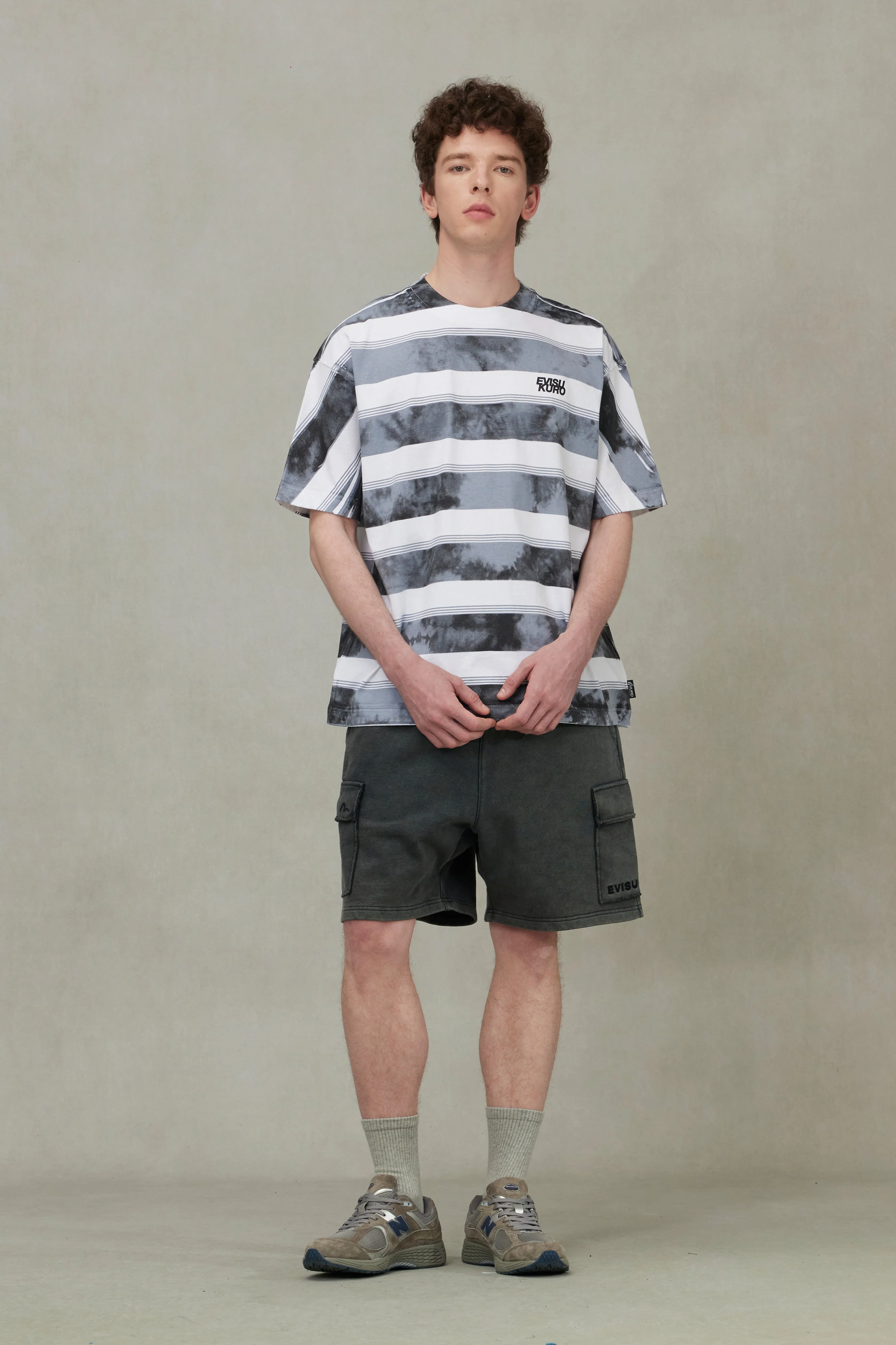 Washed Tie-Dye Stripe Loose Fit T-shirt - Image 3