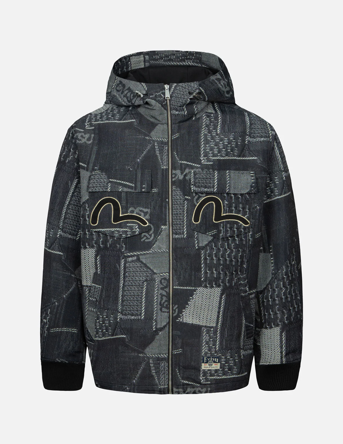 Wheel of Wisdom and Seagull Embroidery Regular Fit Denim Jacket