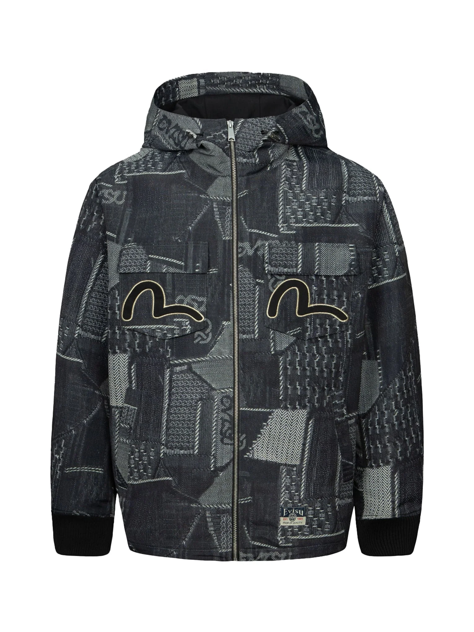 Wheel of Wisdom and Seagull Embroidery Regular Fit Denim Jacket - Image 16