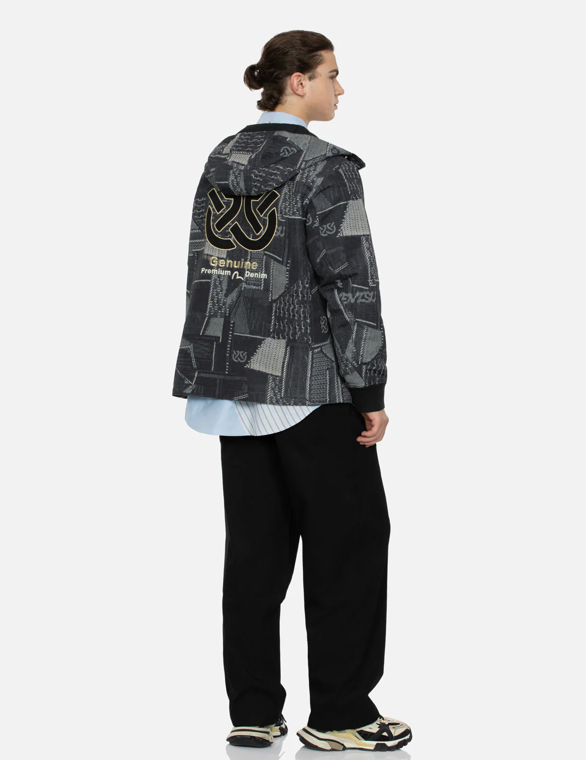Wheel of Wisdom and Seagull Embroidery Regular Fit Denim Jacket - Image 4