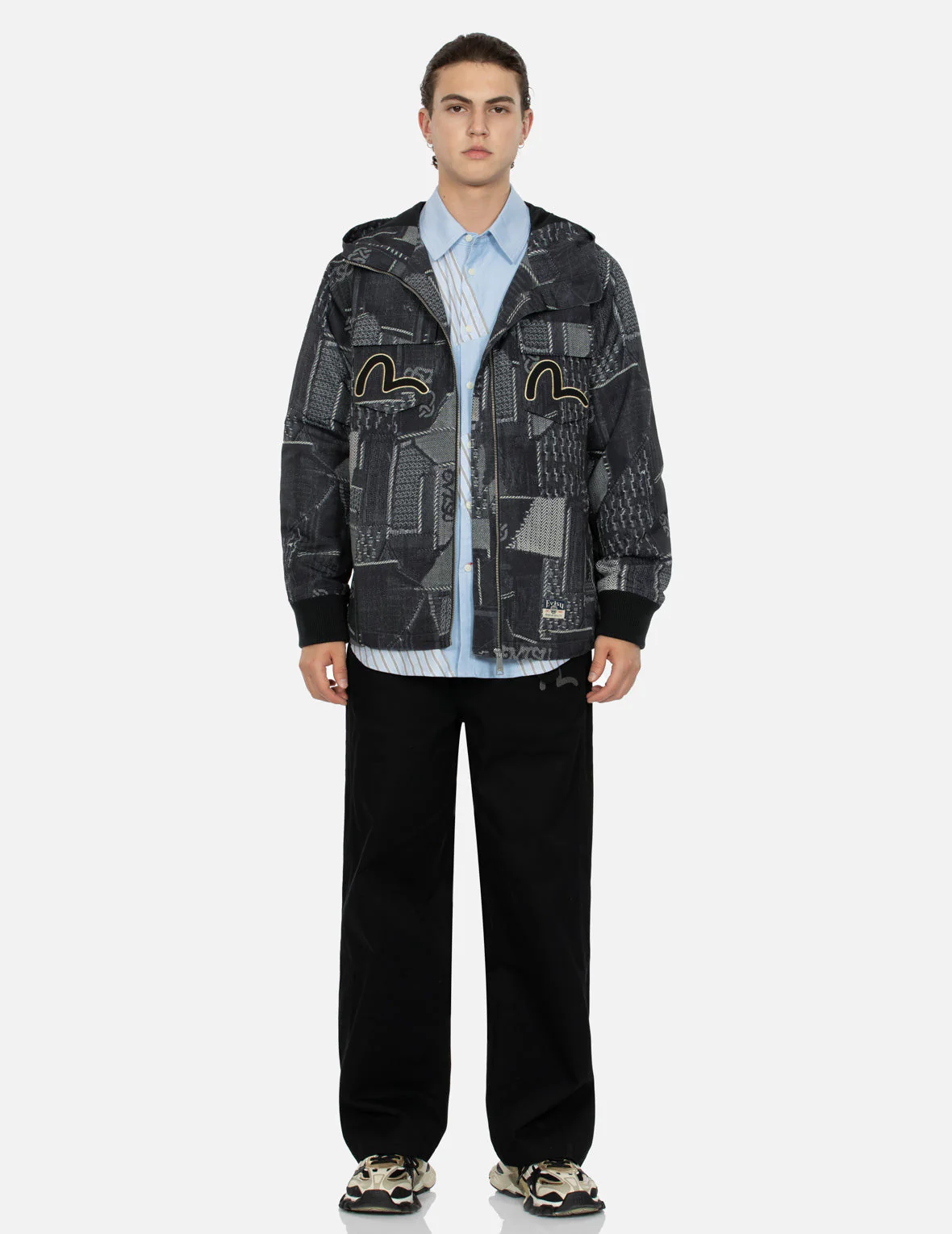 Wheel of Wisdom and Seagull Embroidery Regular Fit Denim Jacket - Image 5