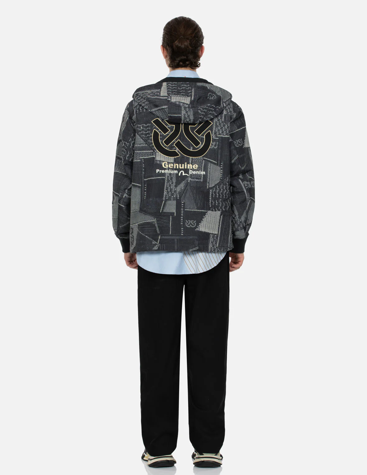 Wheel of Wisdom and Seagull Embroidery Regular Fit Denim Jacket - Image 6