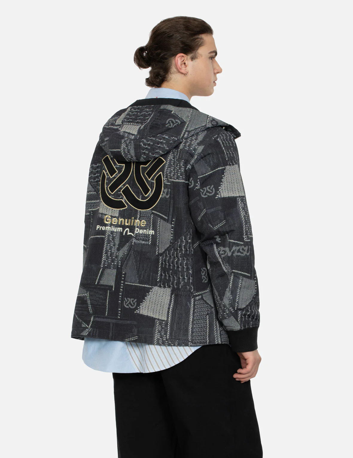 Wheel of Wisdom and Seagull Embroidery Regular Fit Denim Jacket - Image 8