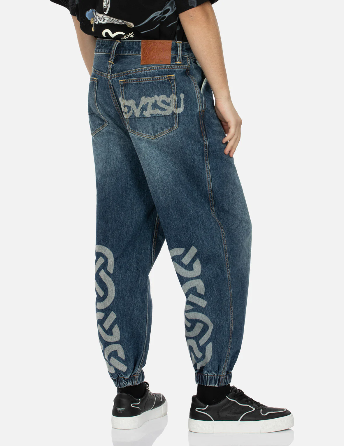 Wheel of Wisdom Print Wide Leg Denim Joggers - Image 7