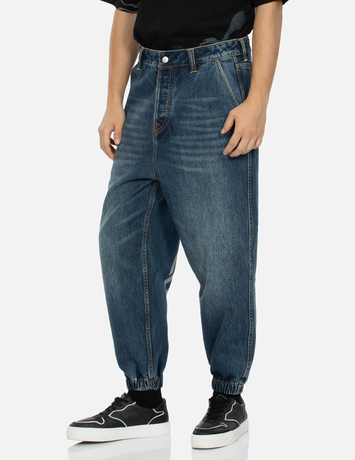 Wheel of Wisdom Print Wide Leg Denim Joggers - Image 8