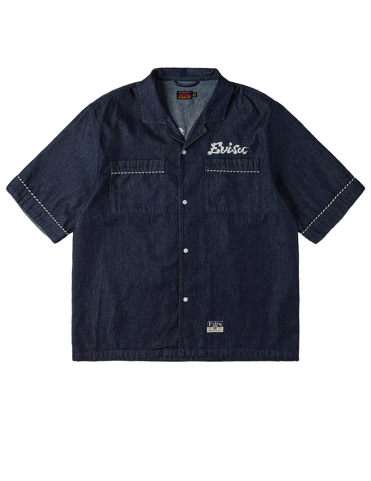 Whip-stitch Dual Pocket Boxy Denim Shirt - Image 13