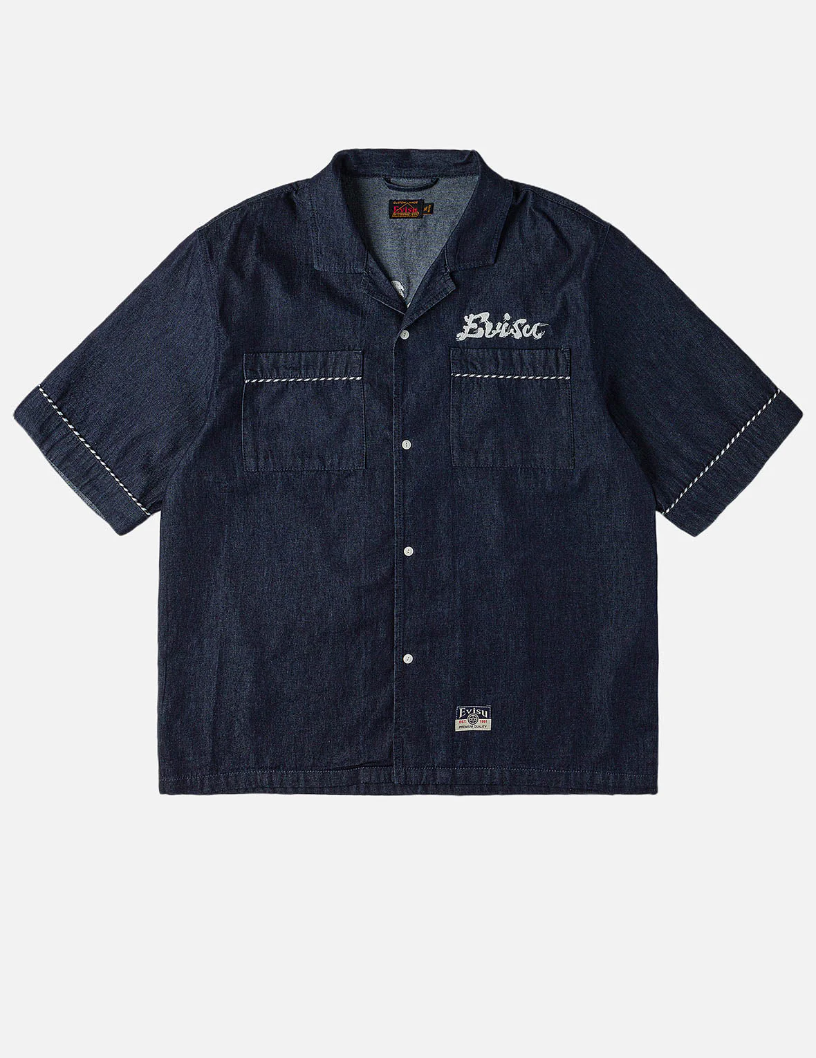 Whip-stitch Dual Pocket Boxy Denim Shirt - Image 3