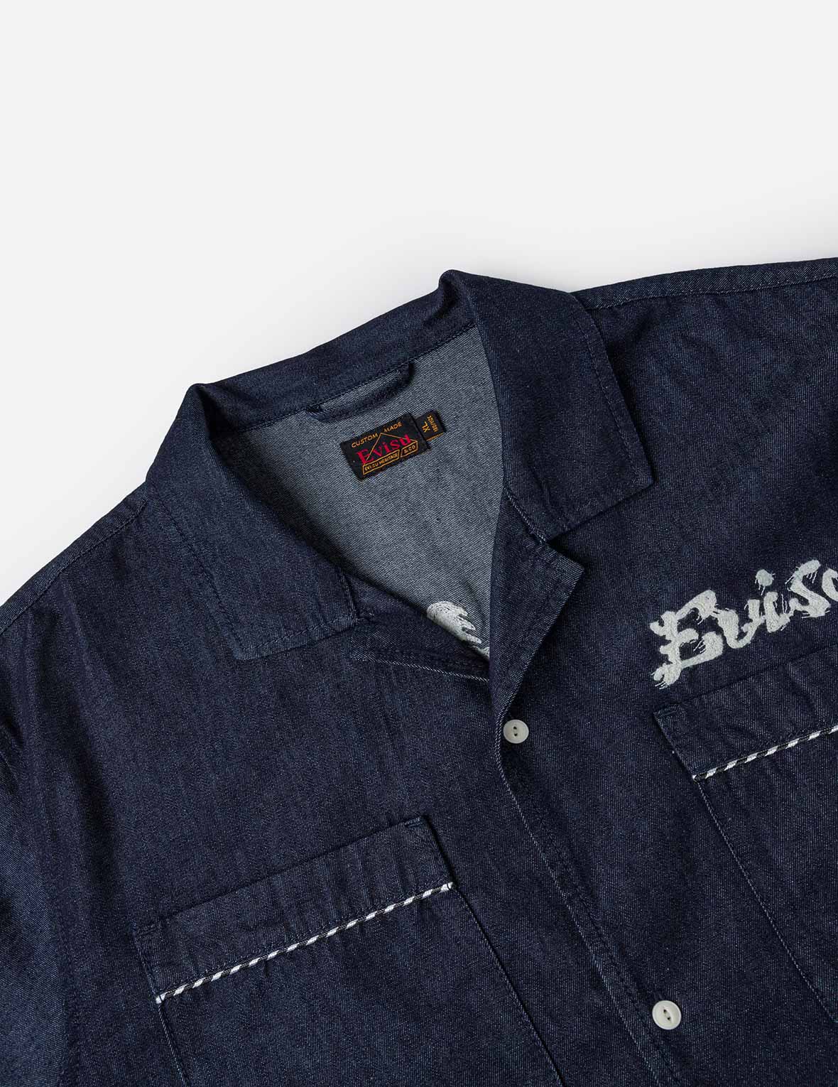 Whip-stitch Dual Pocket Boxy Denim Shirt - Image 9